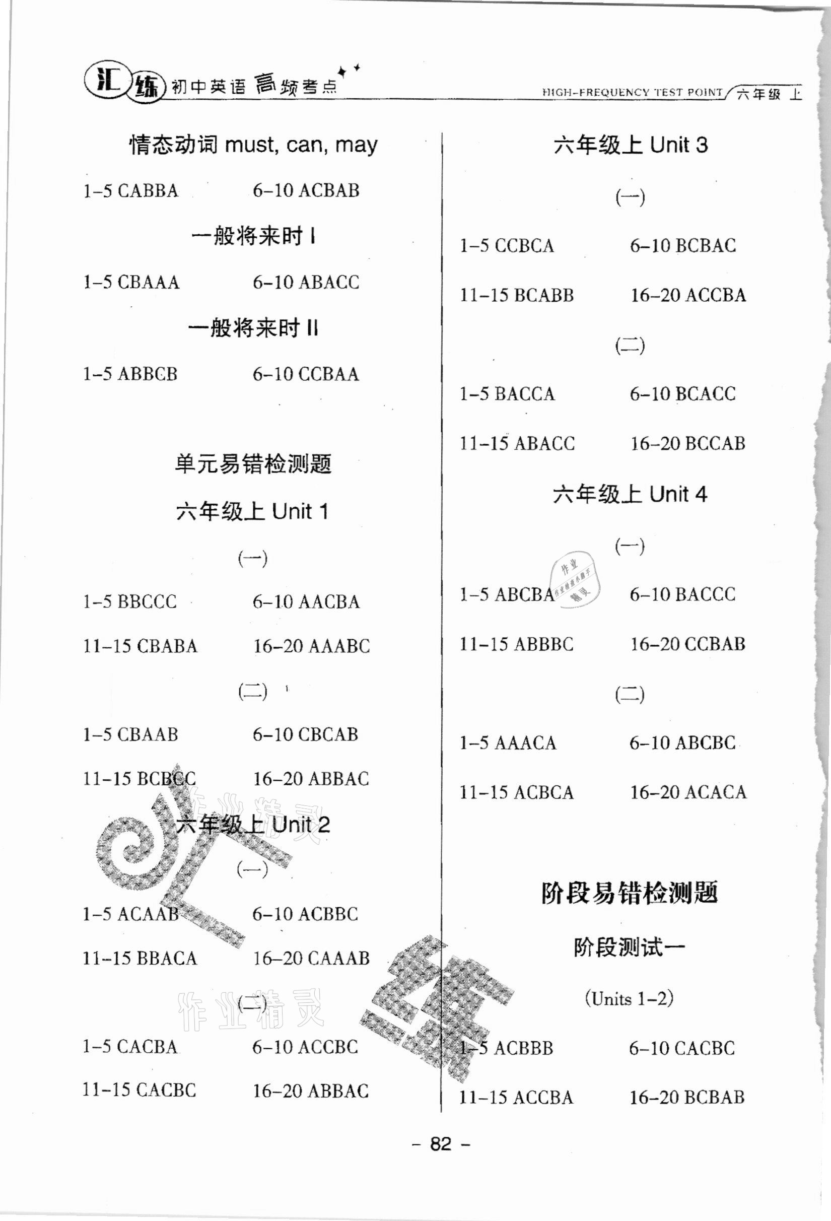 2020年汇练初中英语高频考点六年级上册人教版54制 第2页