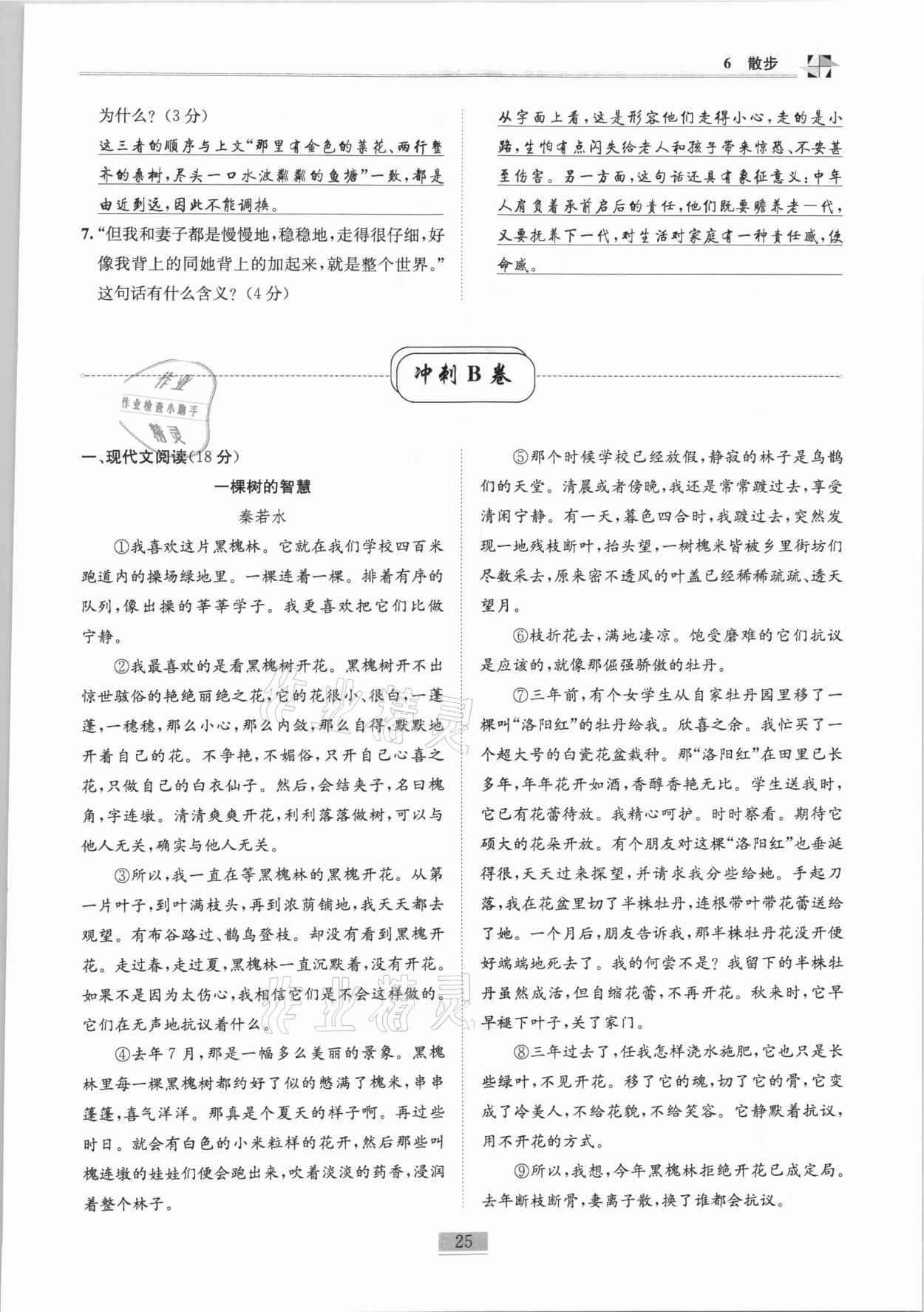 2020年名師課堂課時優(yōu)化精講精練七年級語文上冊人教版 第25頁