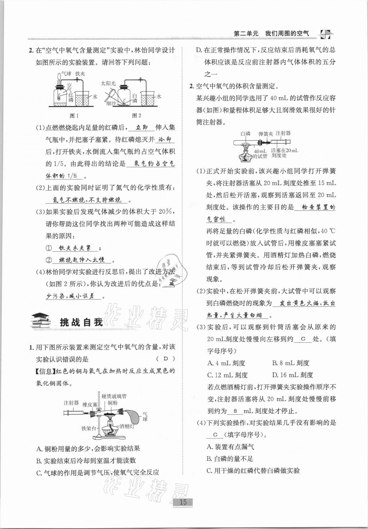 2020年名師課堂課時優化精講精練九年級化學上冊人教版 第15頁