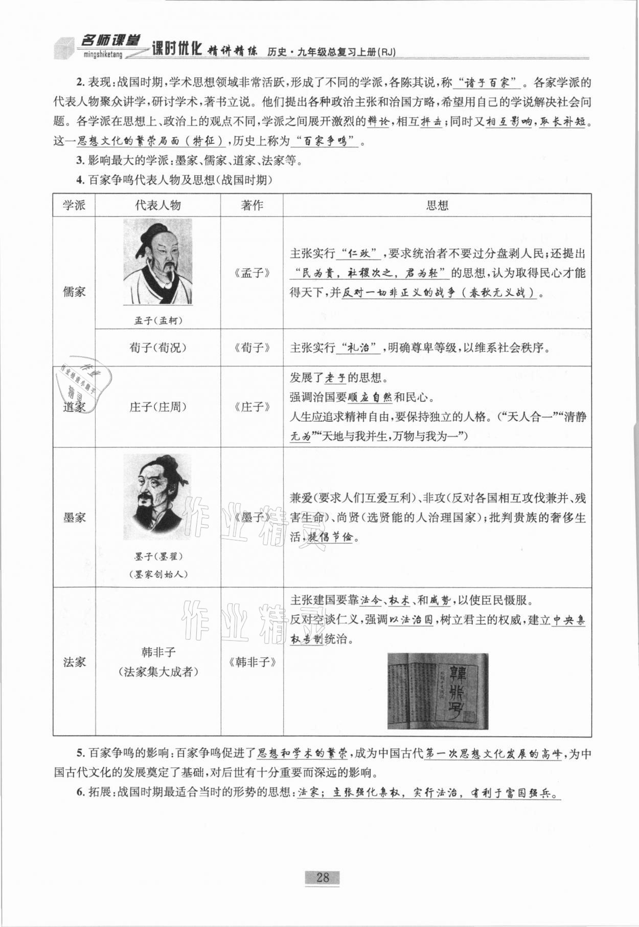 2020年名師課堂課時優(yōu)化精講精練九年級歷史總復(fù)習(xí)上人教版 參考答案第10頁