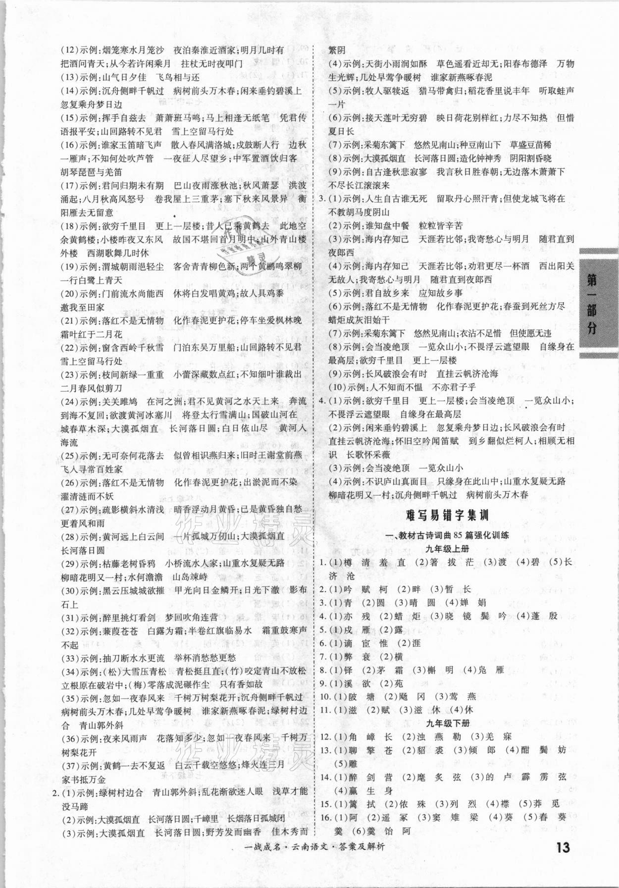 2021年一战成名云南中考考前新方案语文 第13页