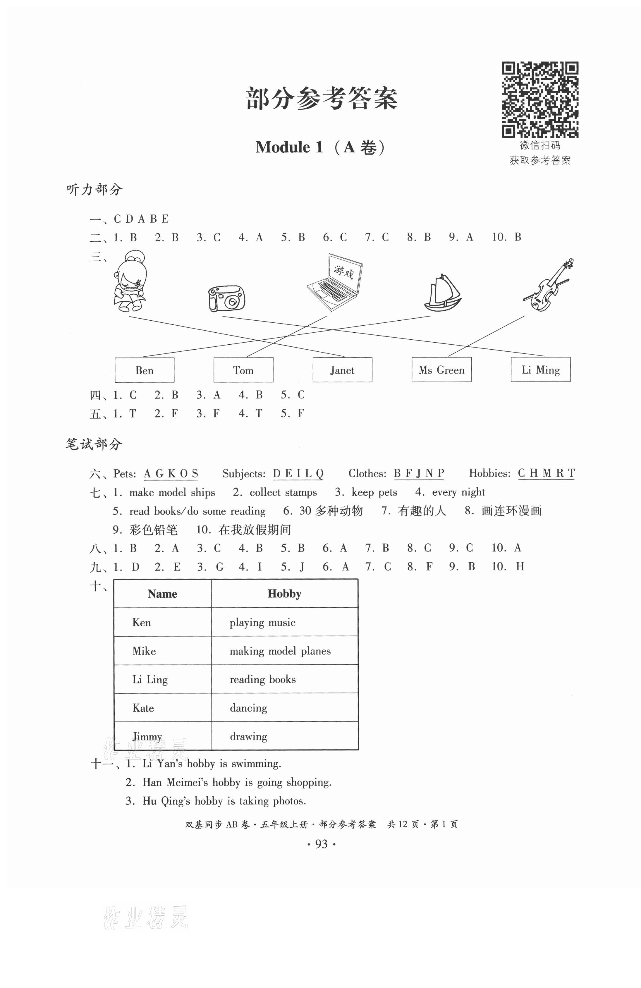 2020年小學(xué)英語雙基同步AB卷五年級上冊教科版廣州版 第1頁