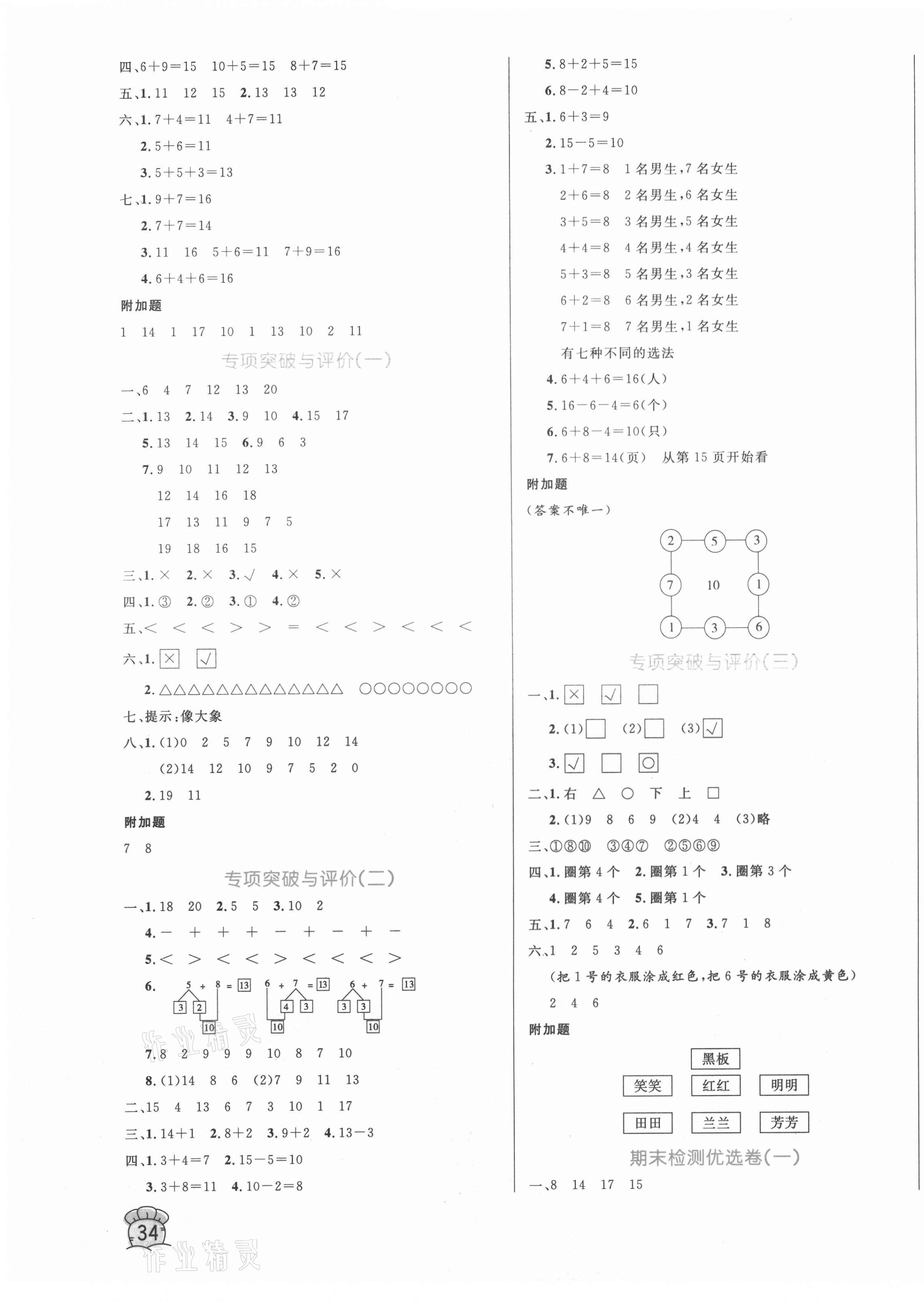 2020年黃岡名卷一年級(jí)數(shù)學(xué)上冊(cè)蘇教版 第3頁(yè)