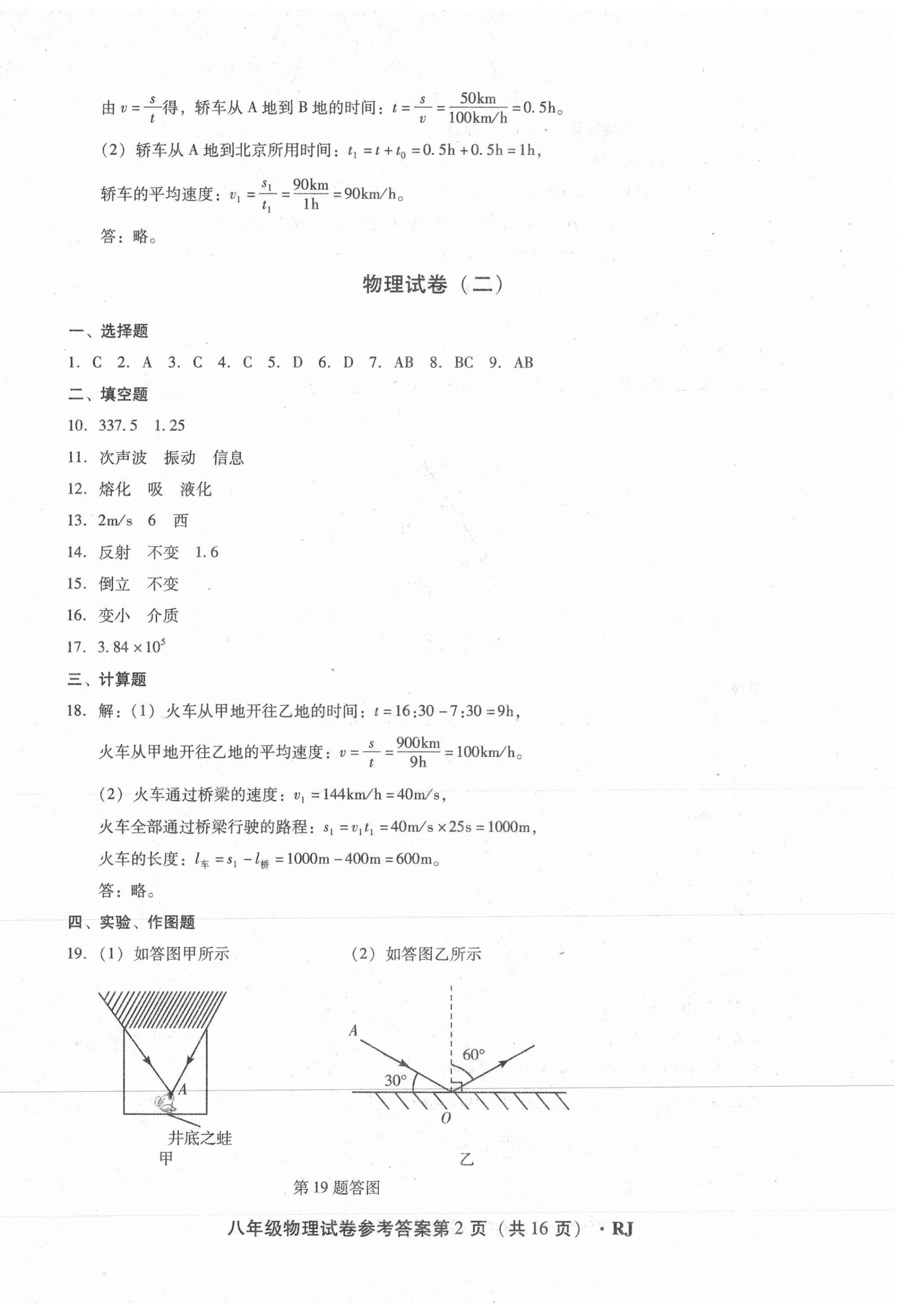 2020年沈陽五區(qū)兩年期中期末精選卷八年級物理上冊人教版 第2頁