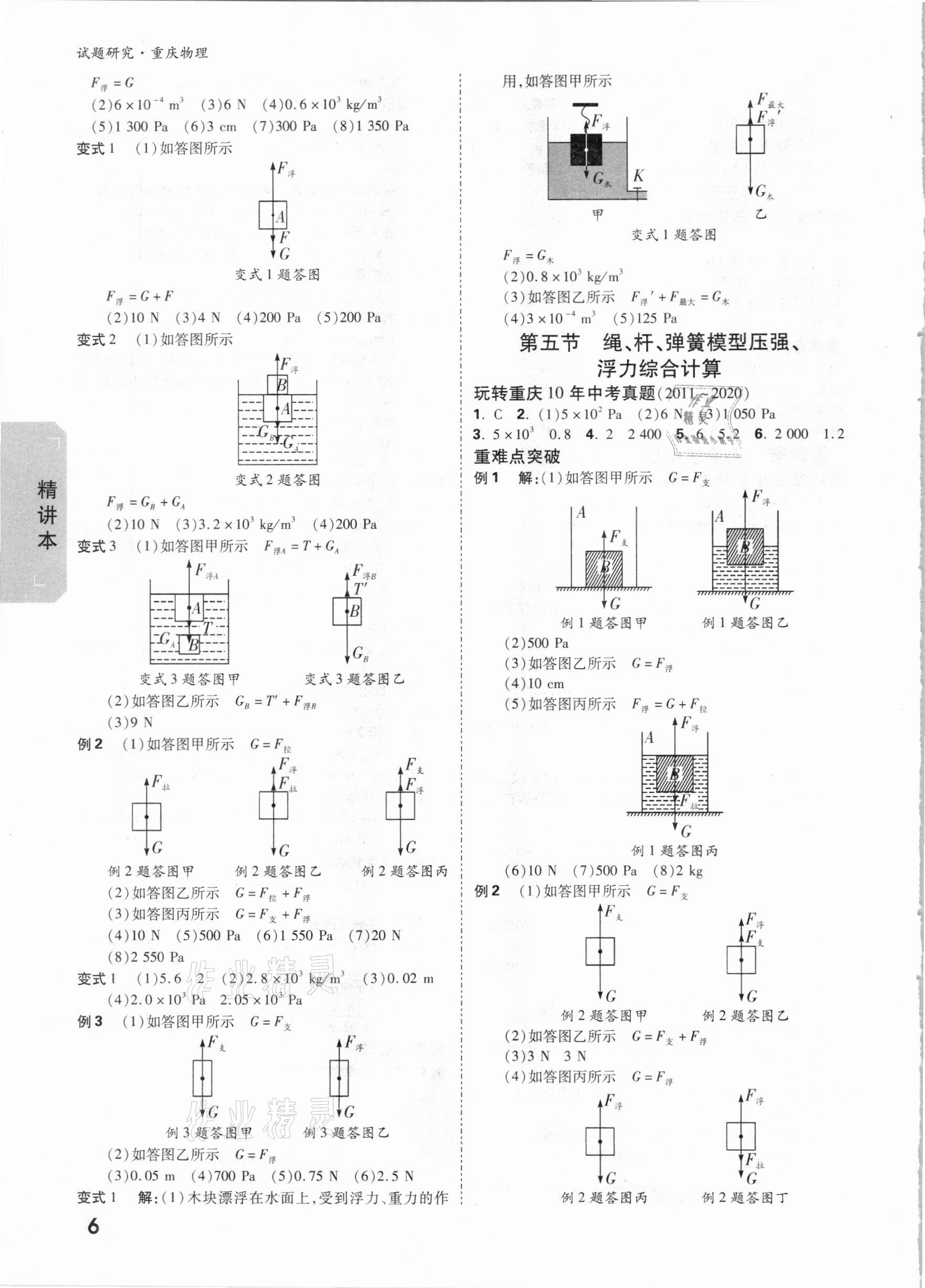 2021年萬唯中考試題研究物理重慶專版 參考答案第5頁