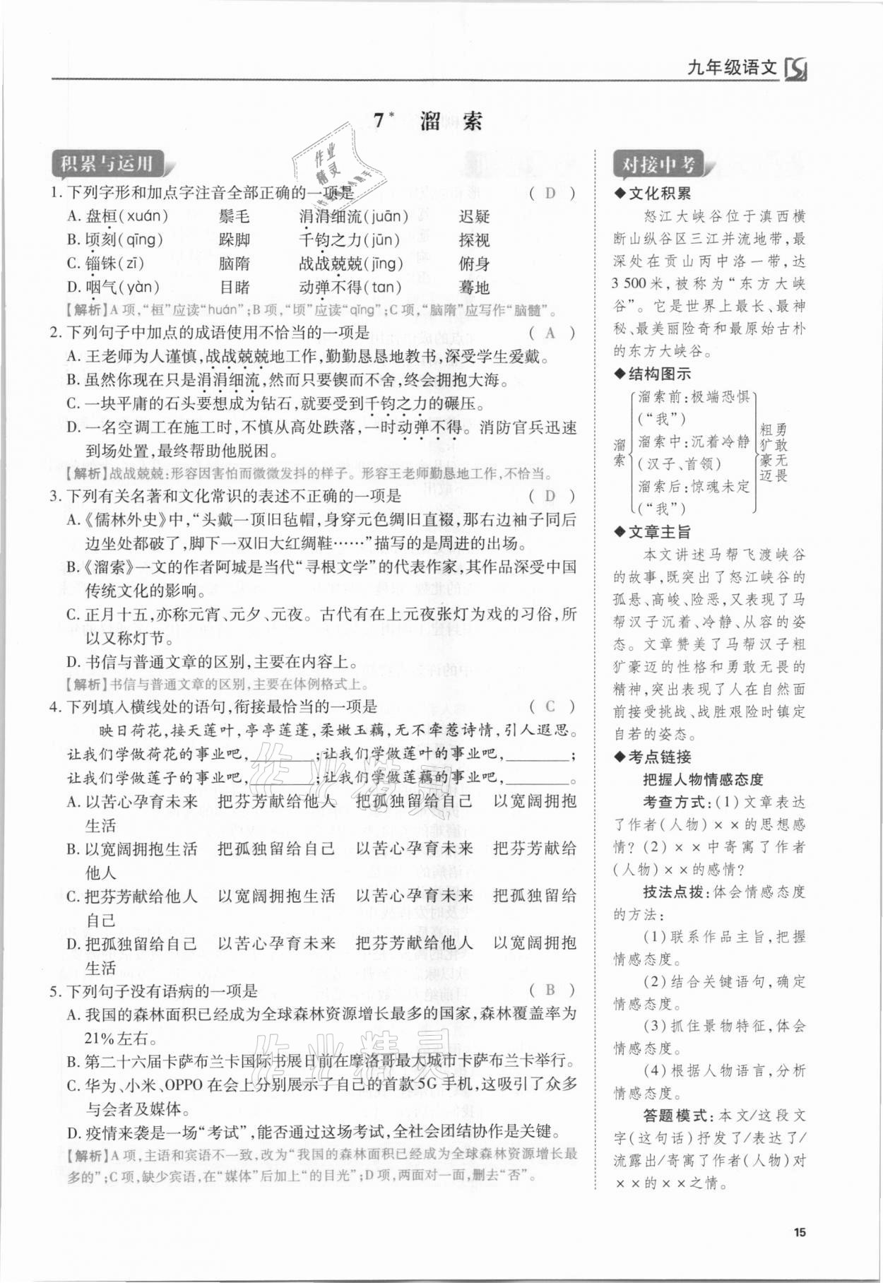 2021年我的作業(yè)九年級(jí)語(yǔ)文下冊(cè)人教版 第15頁(yè)