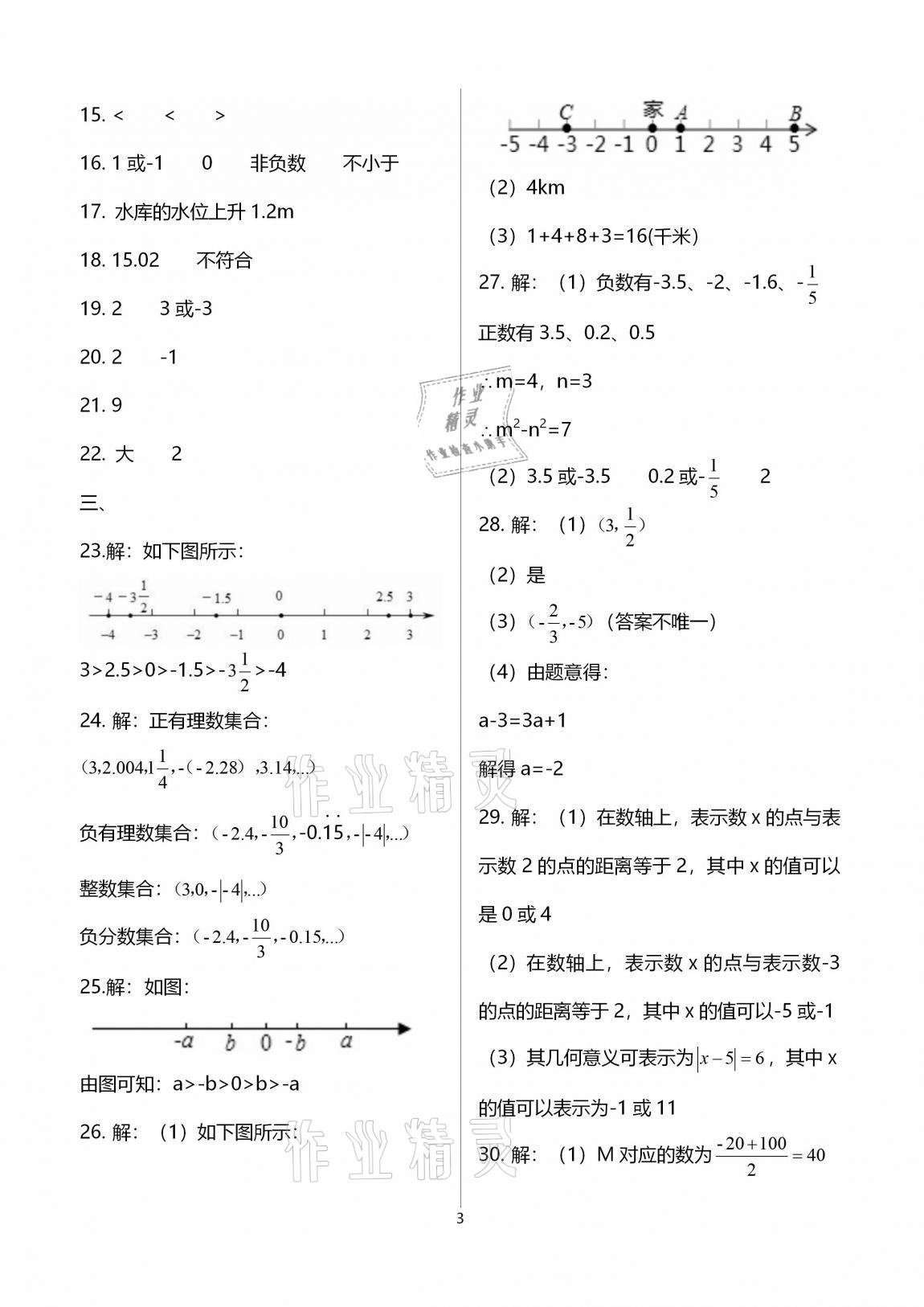 2020年多维互动提优课堂七年级数学上册苏科版提高版 参考答案第3页