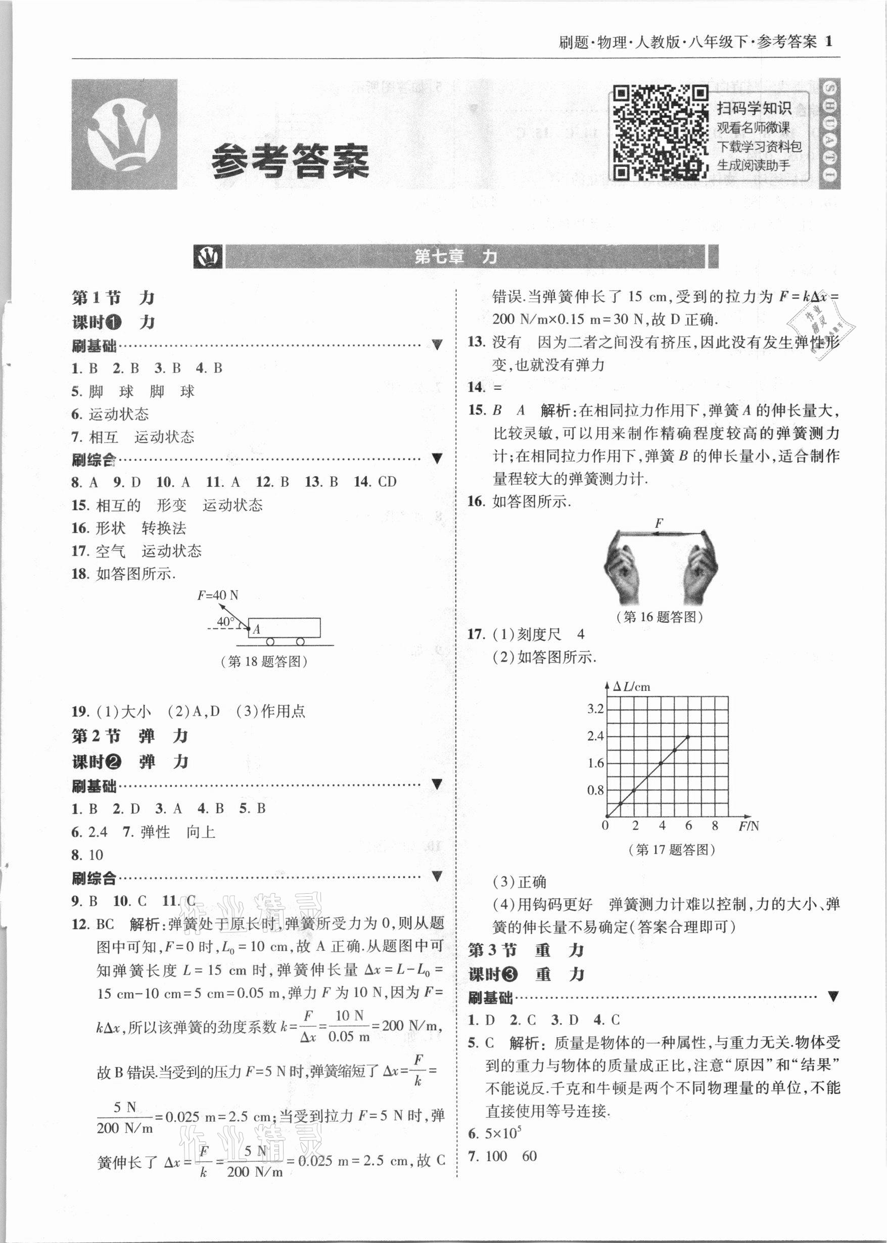 2021年北大绿卡刷题八年级物理下册人教版 第1页