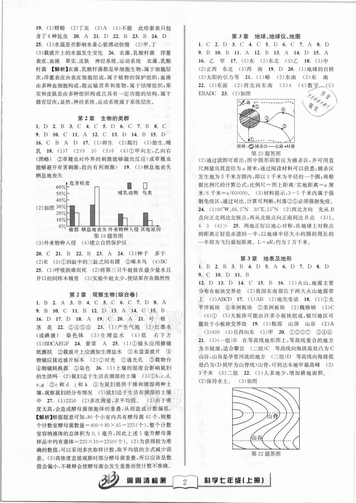2020年尖子生周周清檢測七年級科學上冊浙教版 參考答案第2頁