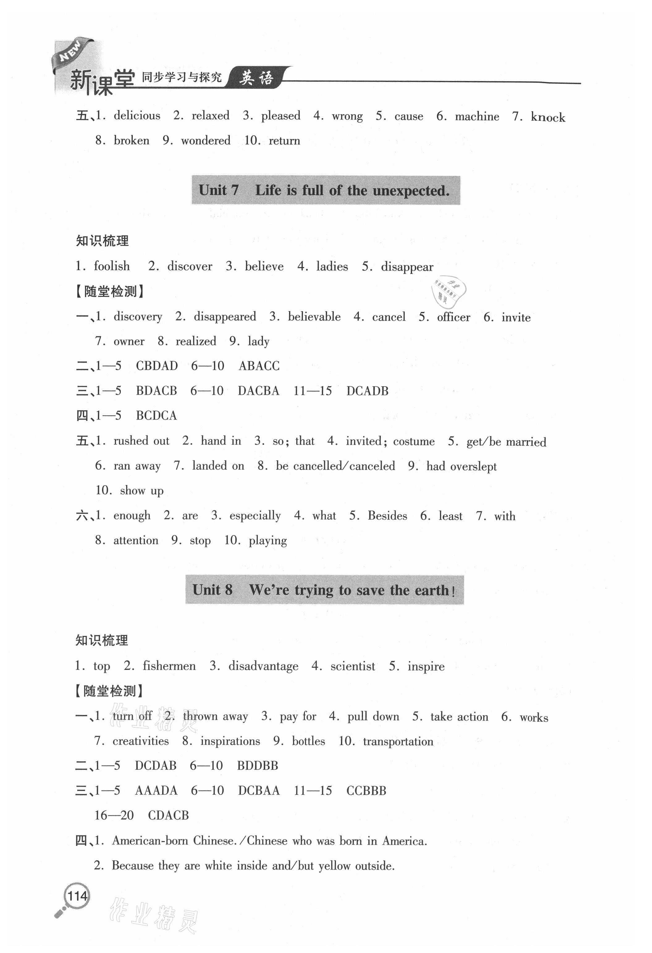 2020年新課堂同步學(xué)習(xí)與探究九年級英語全一冊魯科版54制 參考答案第4頁