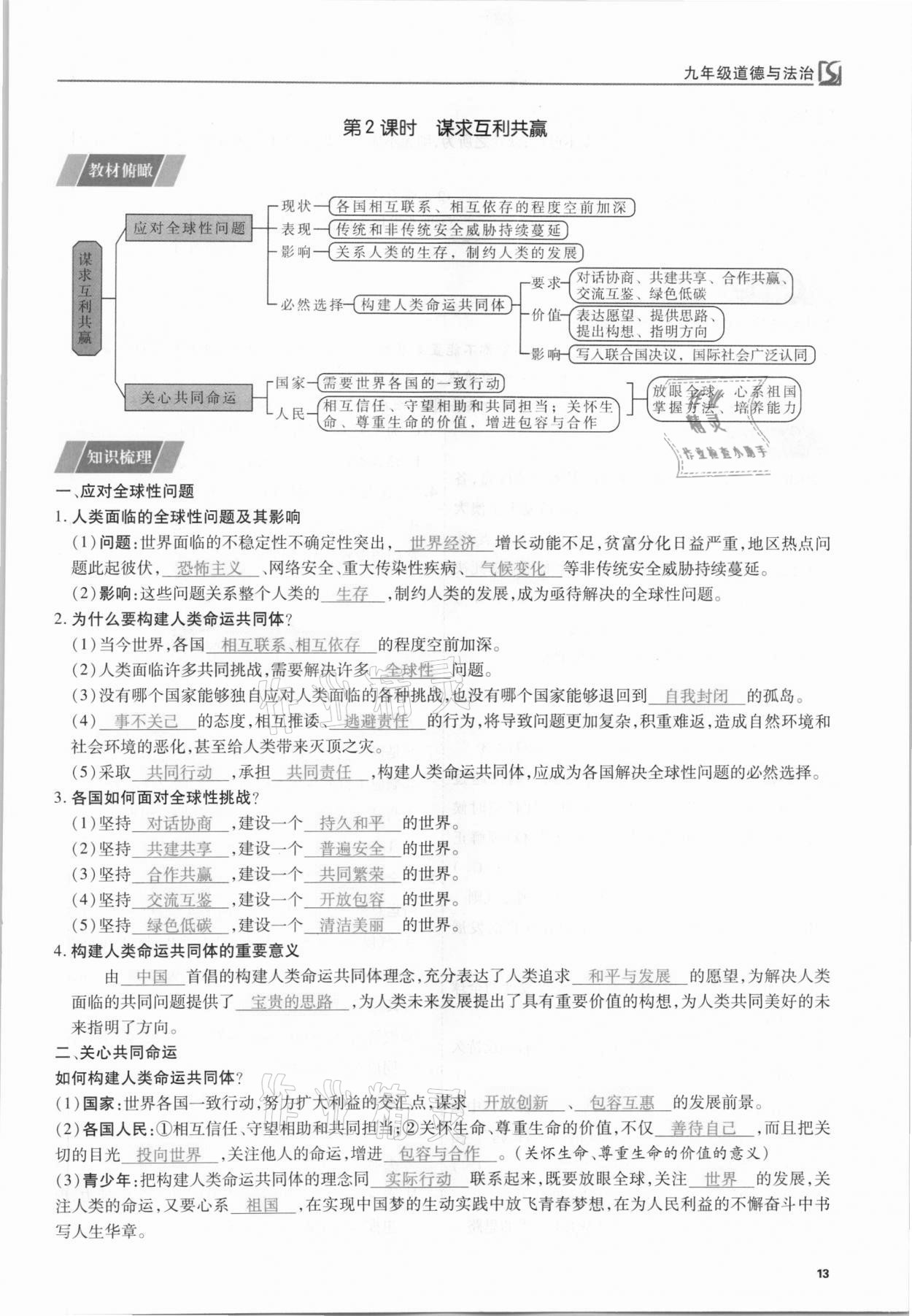 2021年我的作業(yè)九年級道德與法治下冊人教版 第13頁