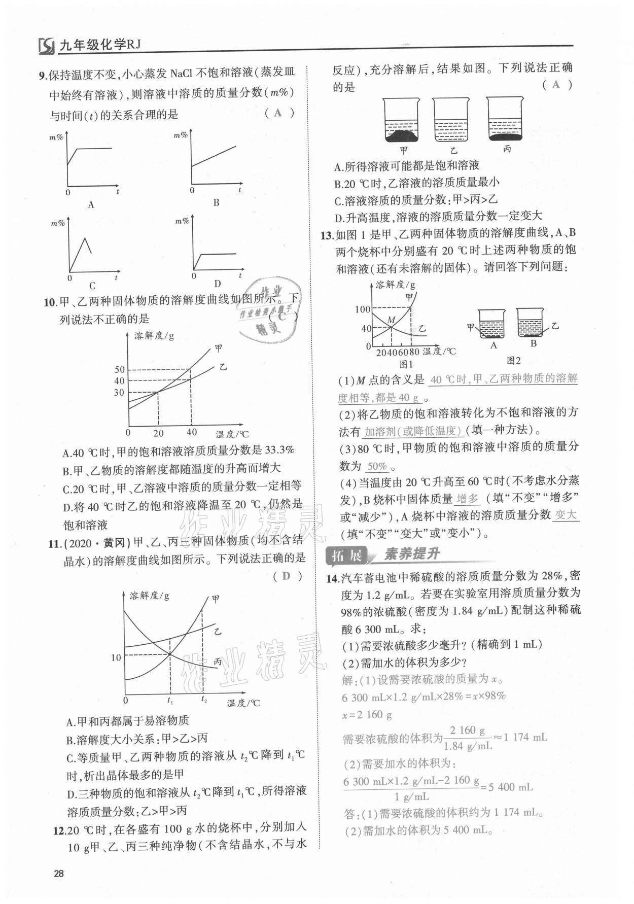 2021年我的作業(yè)九年級化學(xué)下冊人教版 第28頁