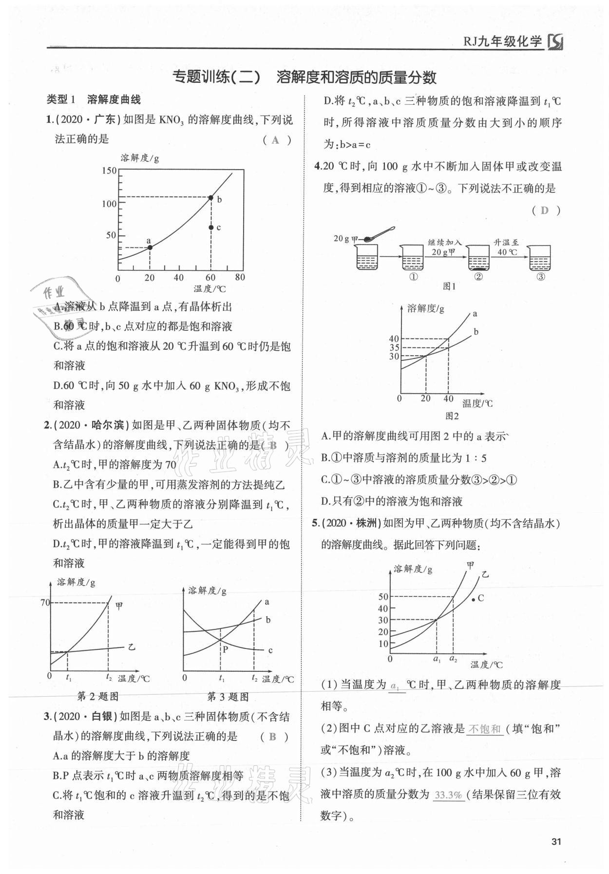 2021年我的作業(yè)九年級化學(xué)下冊人教版 第31頁