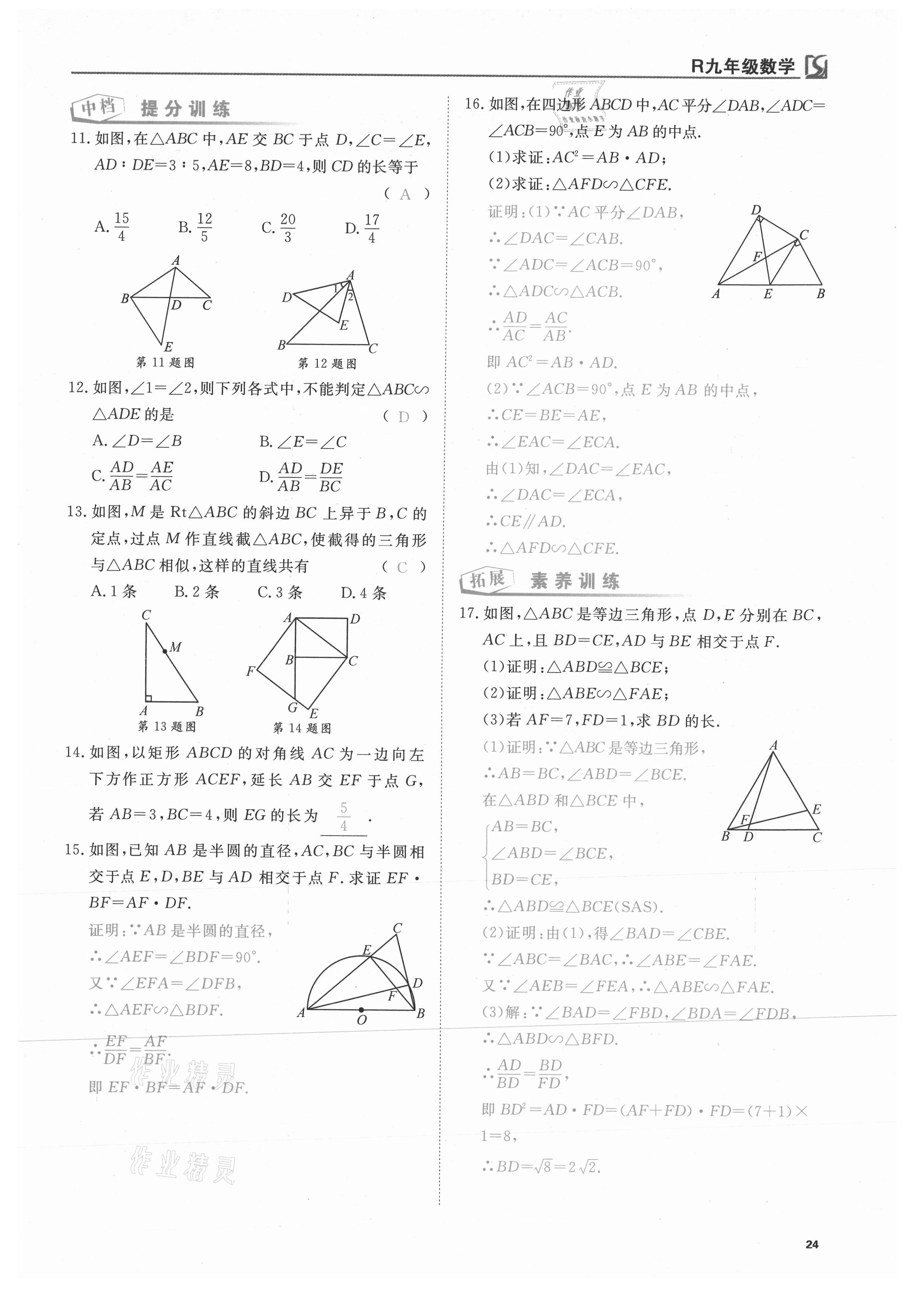 2021年我的作業(yè)九年級(jí)數(shù)學(xué)下冊(cè)人教版 第24頁