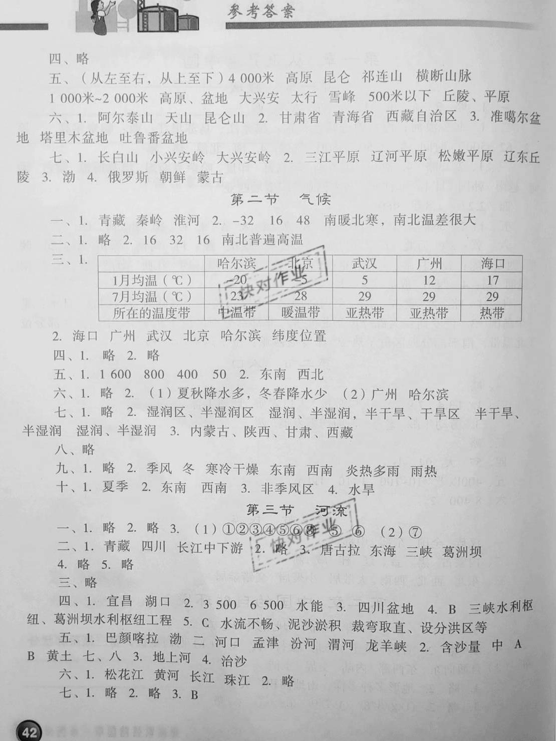 2020年地理读图填图训练八年级上册人教版 参考答案第2页