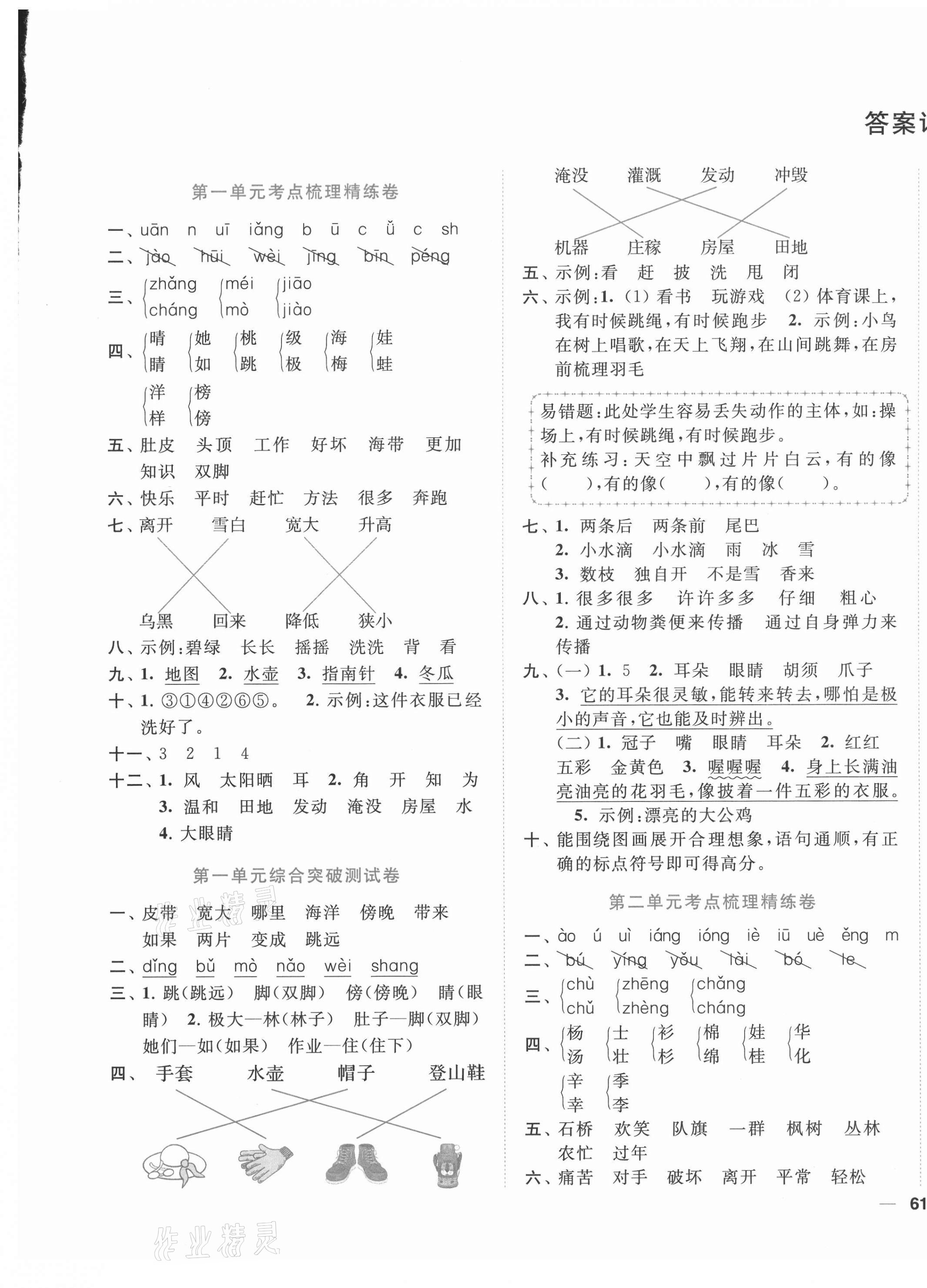 2020年ENBO小天才單元復(fù)習(xí)與測試二年級語文上冊人教版 第1頁