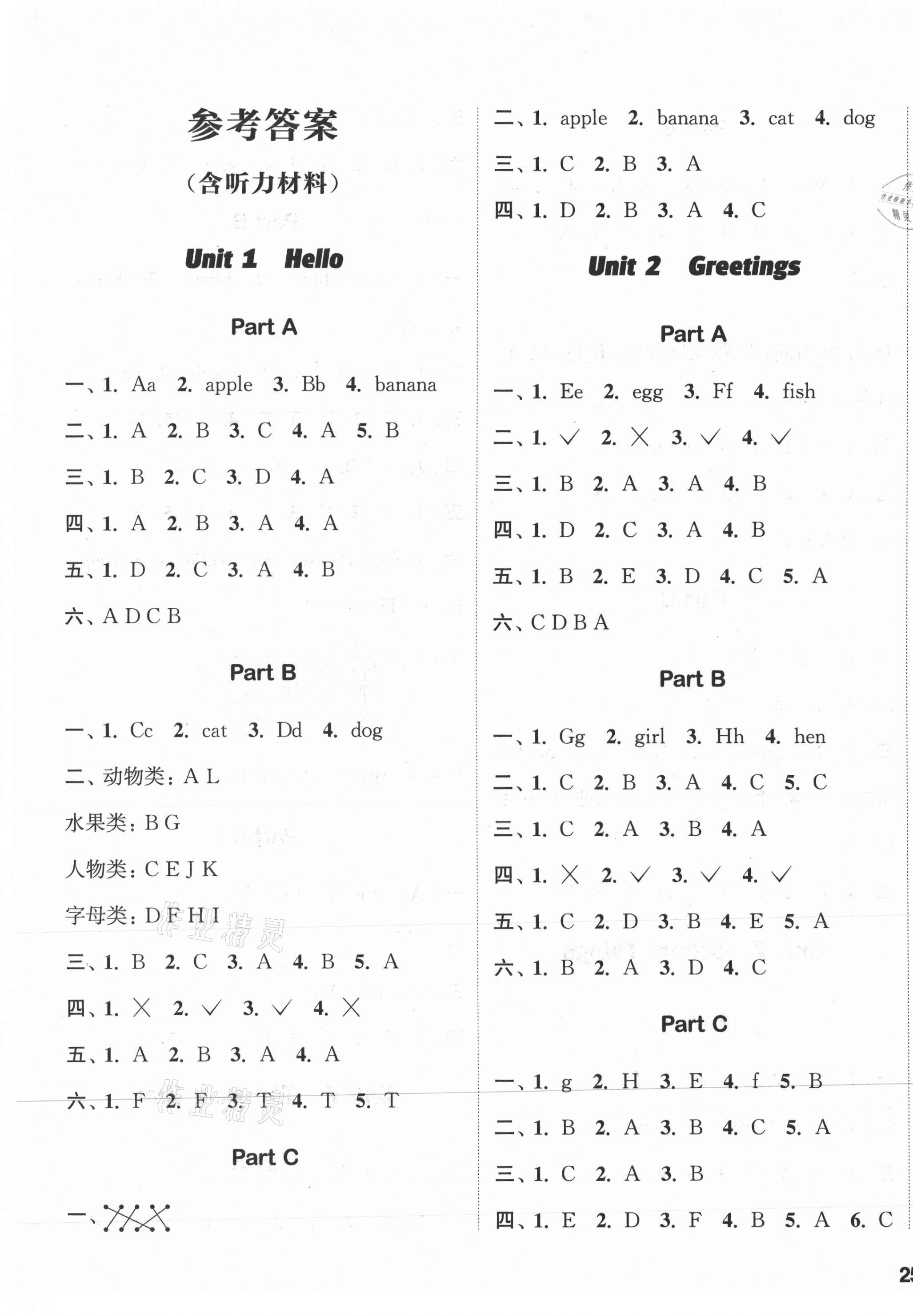 2020年通城學(xué)典課時(shí)作業(yè)本三年級(jí)英語(yǔ)上冊(cè)閩教版 參考答案第1頁(yè)