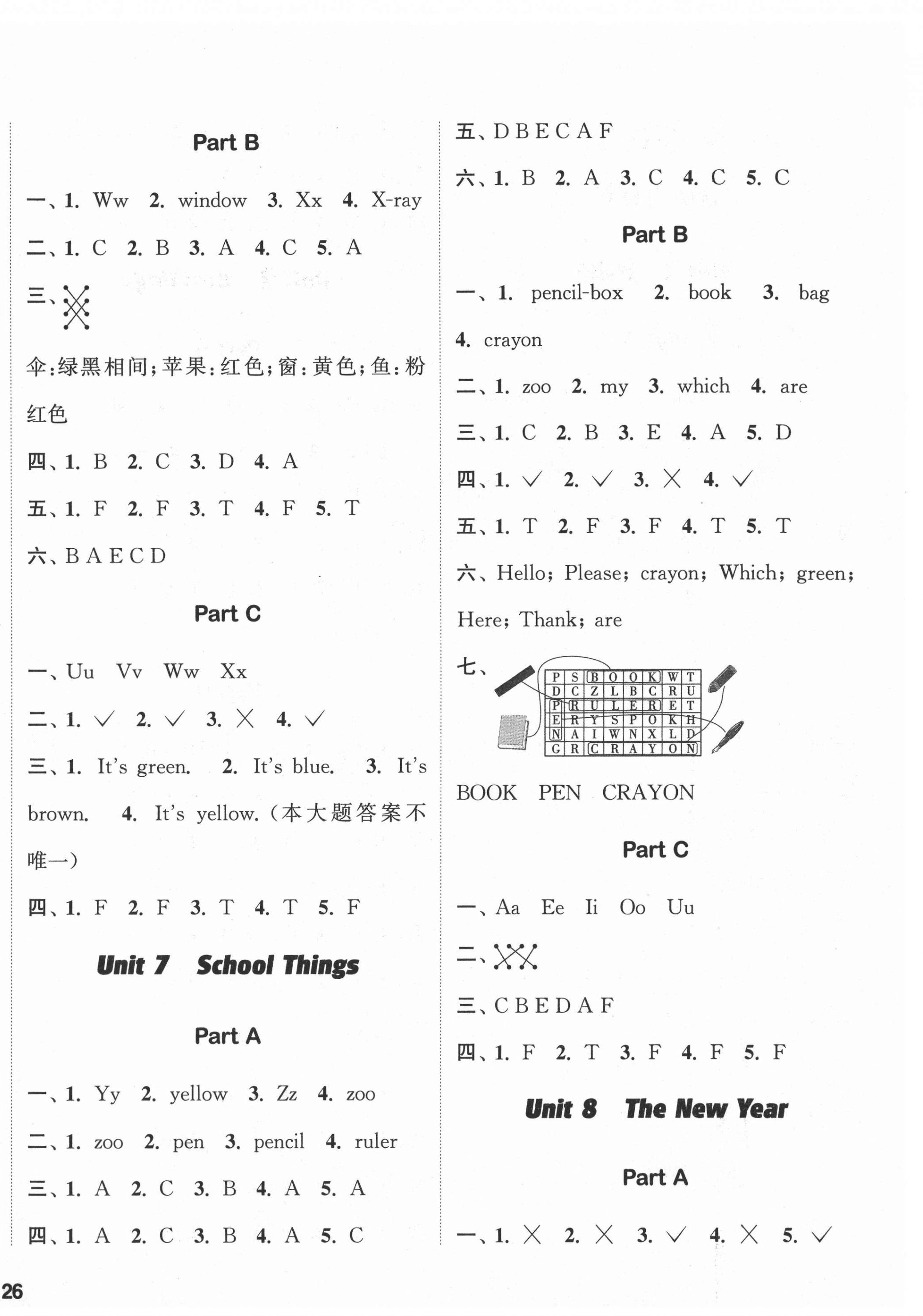 2020年通城學(xué)典課時(shí)作業(yè)本三年級(jí)英語上冊(cè)閩教版 參考答案第4頁(yè)