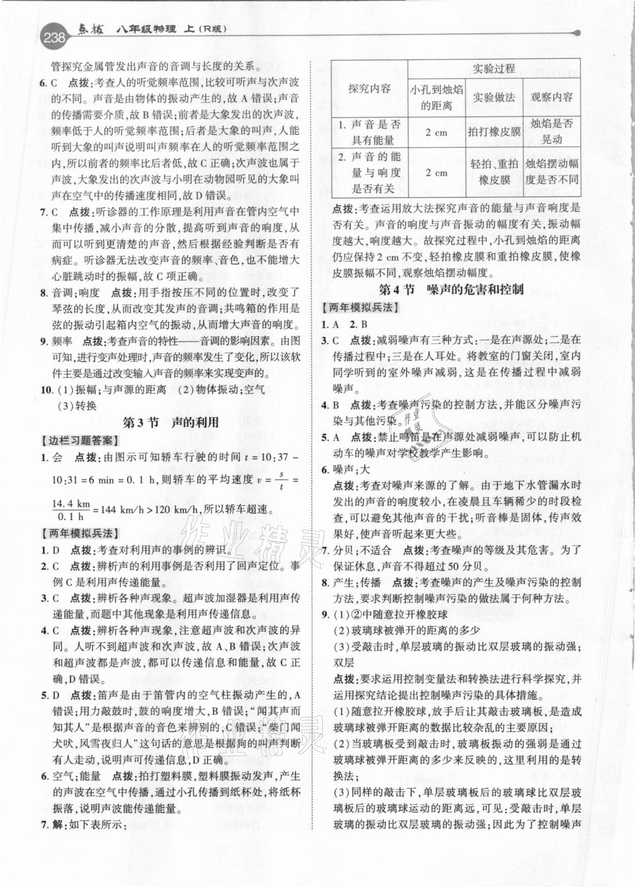 2020年特高級(jí)教師點(diǎn)撥八年級(jí)物理上冊(cè)人教版 參考答案第5頁