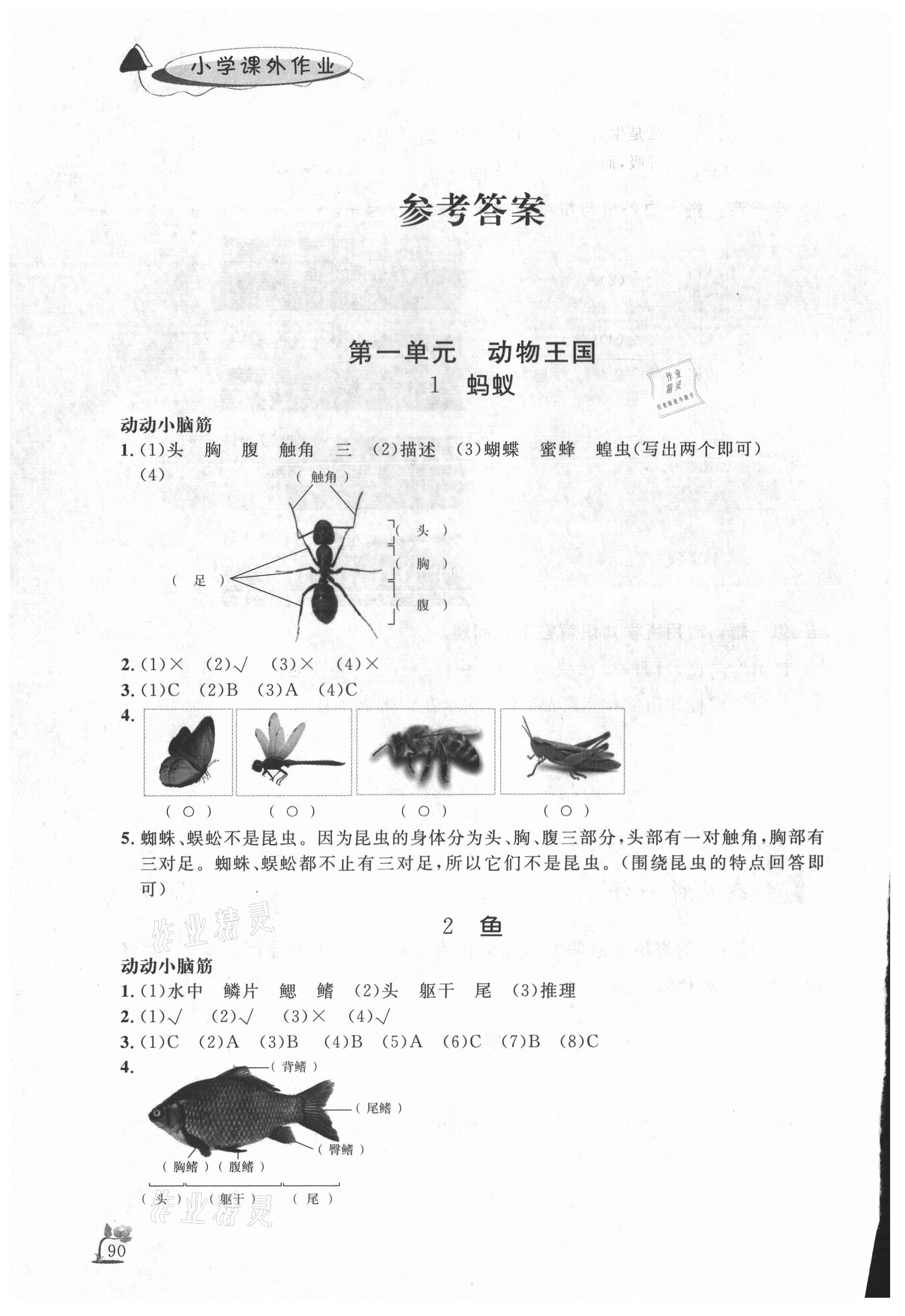 2020年小學(xué)課外作業(yè)四年級(jí)科學(xué)上冊(cè)青島版 參考答案第1頁(yè)