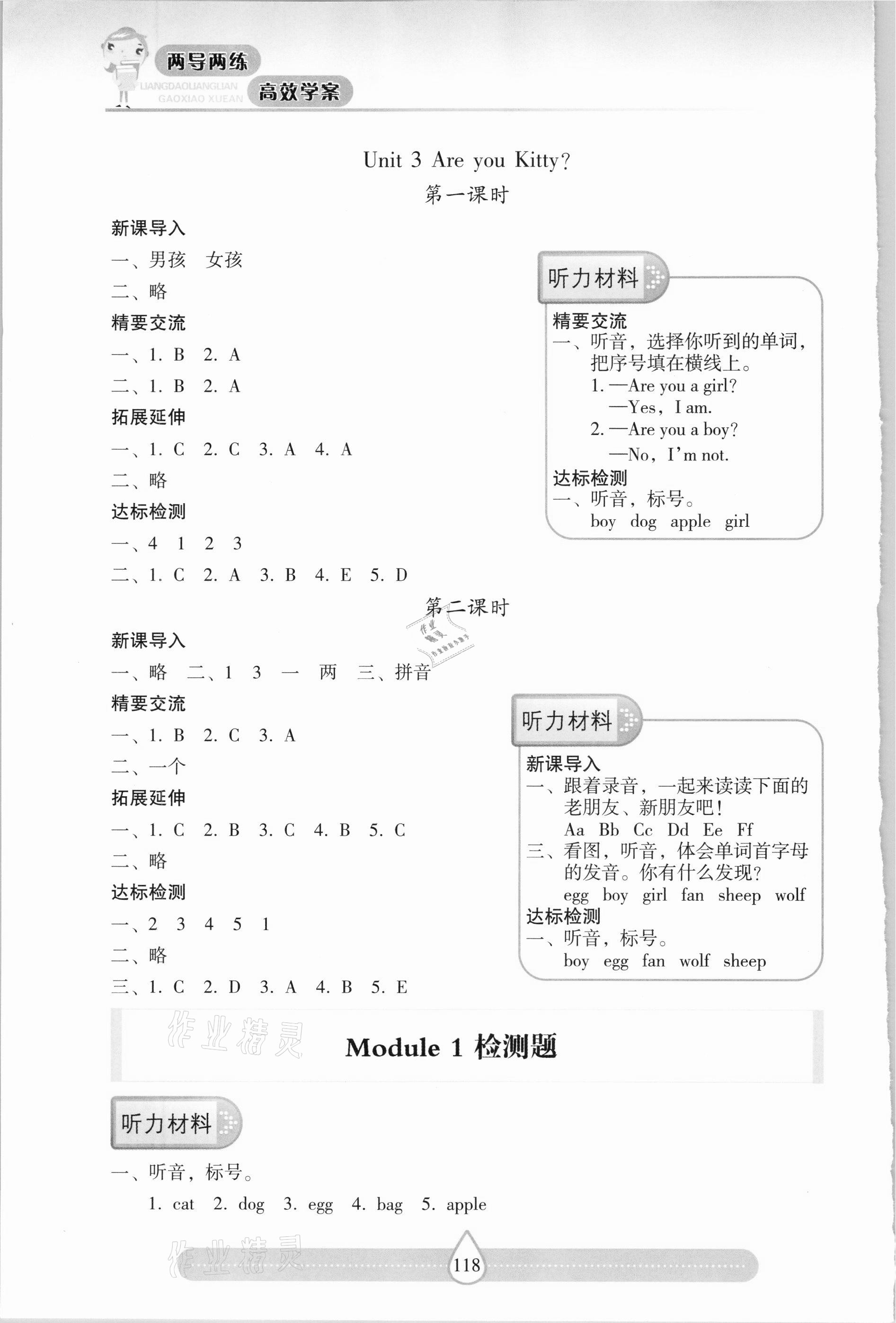 2020年新課標(biāo)兩導(dǎo)兩練高效學(xué)案三年級英語上冊滬教版 參考答案第3頁