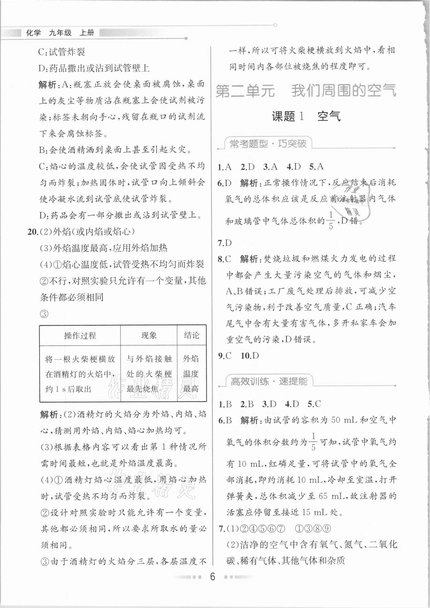 2020年教材解讀九年級化學上冊人教版 參考答案第5頁