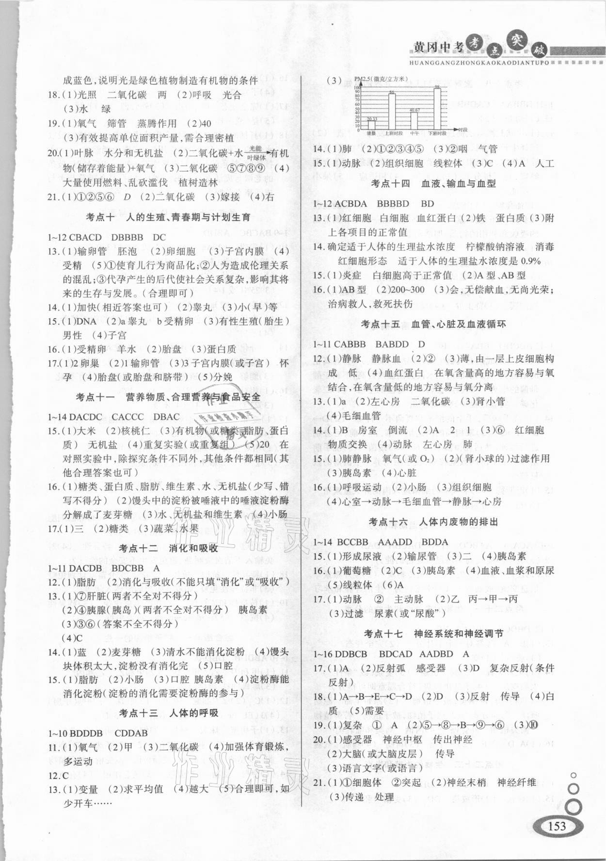2020年黄冈中考总复习生物 参考答案第2页
