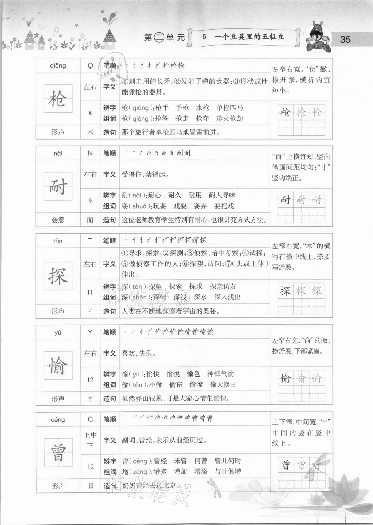 2020年黃岡小狀元語文詳解四年級上冊人教版 參考答案第35頁