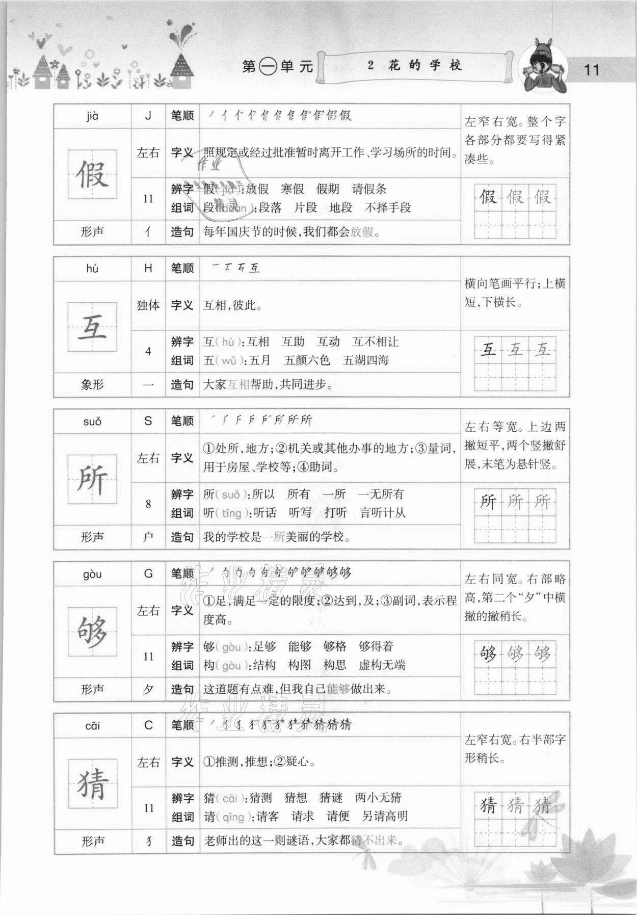 2020年黃岡小狀元語文詳解三年級上冊人教版 參考答案第11頁