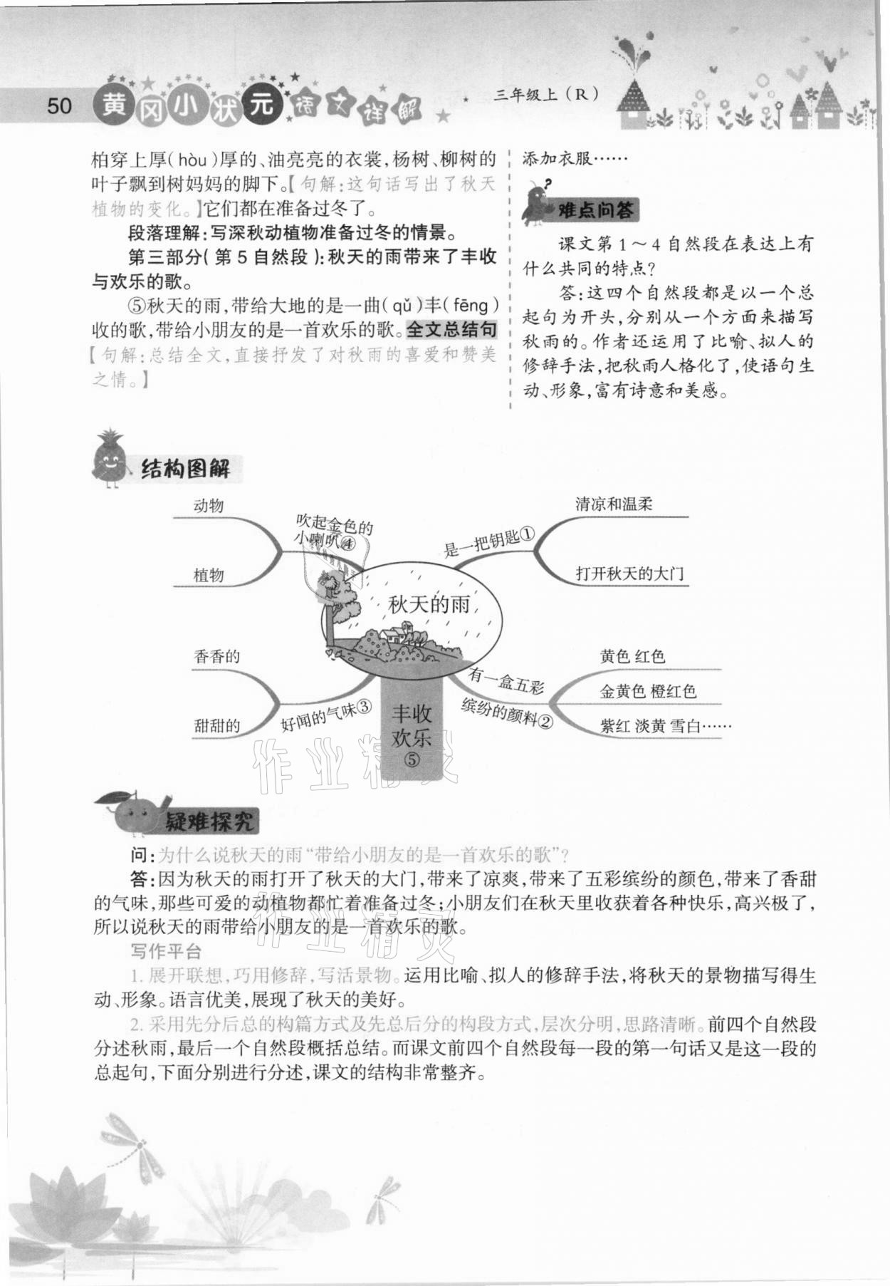 2020年黄冈小状元语文详解三年级上册人教版 参考答案第50页