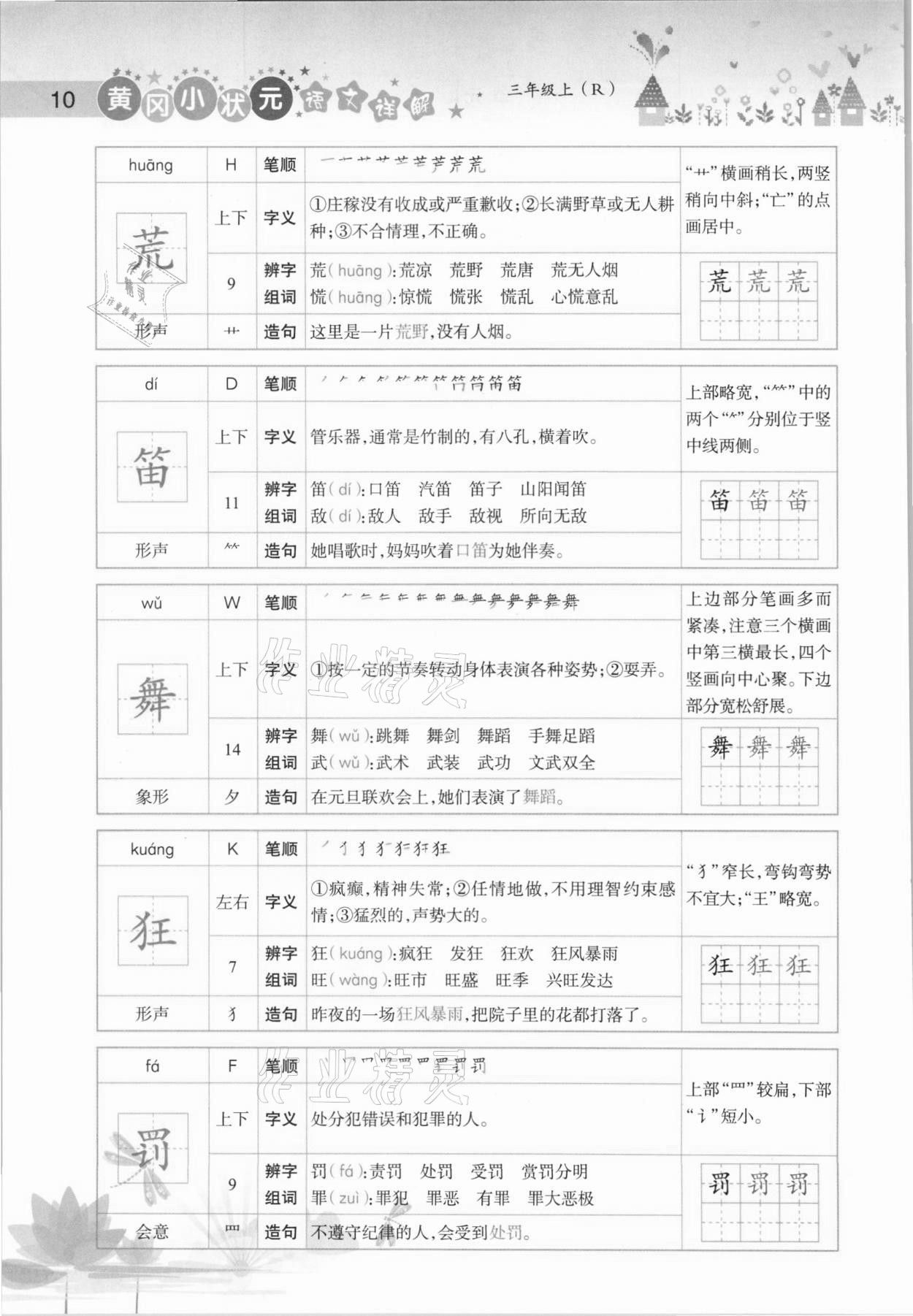 2020年黃岡小狀元語(yǔ)文詳解三年級(jí)上冊(cè)人教版 參考答案第10頁(yè)