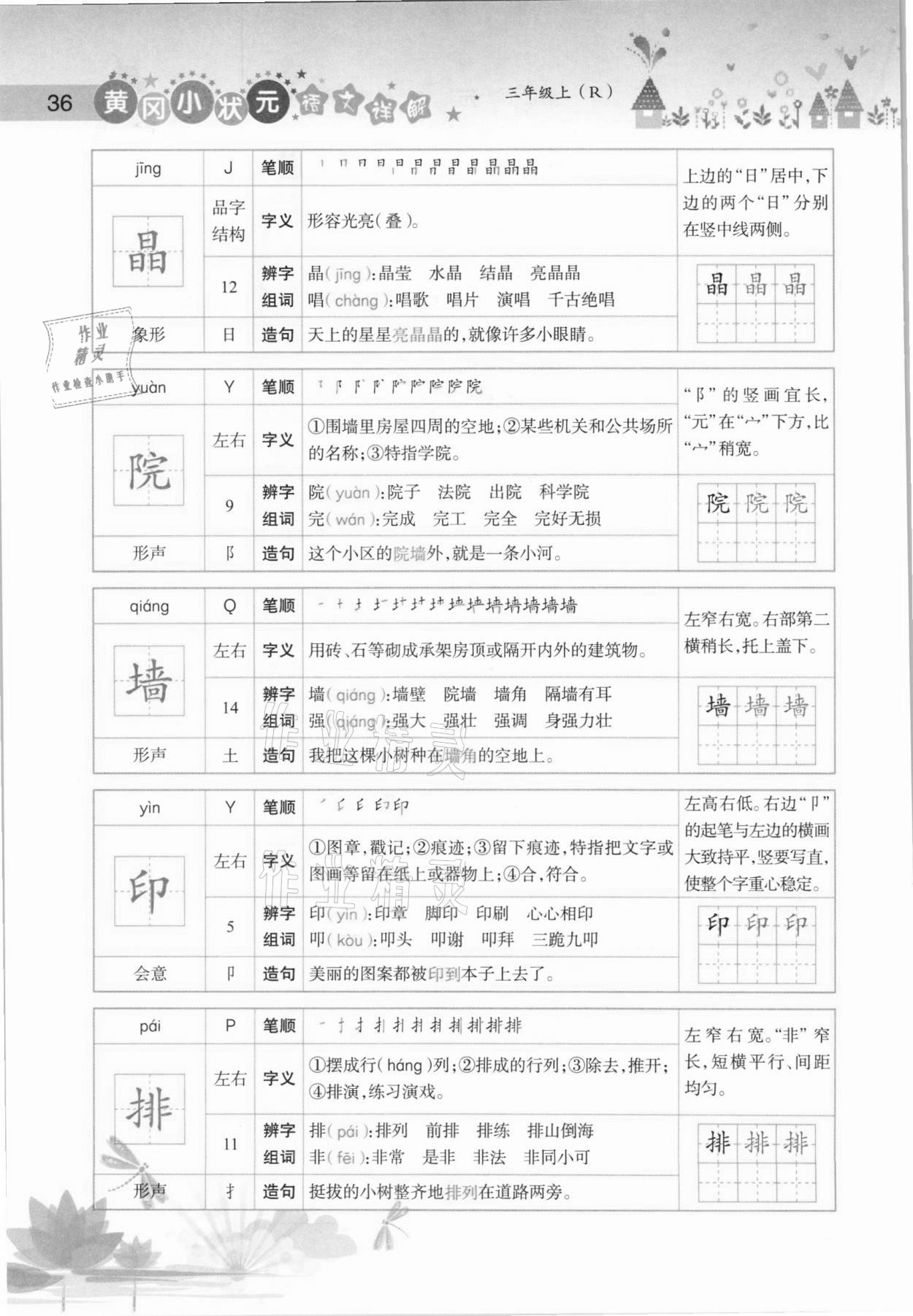 2020年黃岡小狀元語文詳解三年級上冊人教版 參考答案第36頁