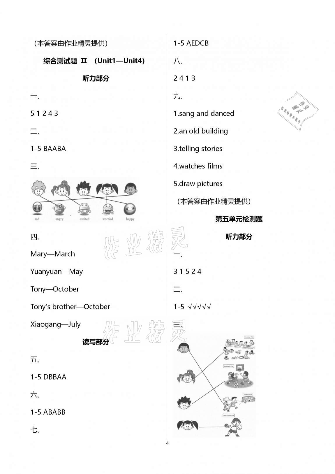 2020年伴你學習新課程單元過關練習五年級英語上冊魯教版54制 第4頁