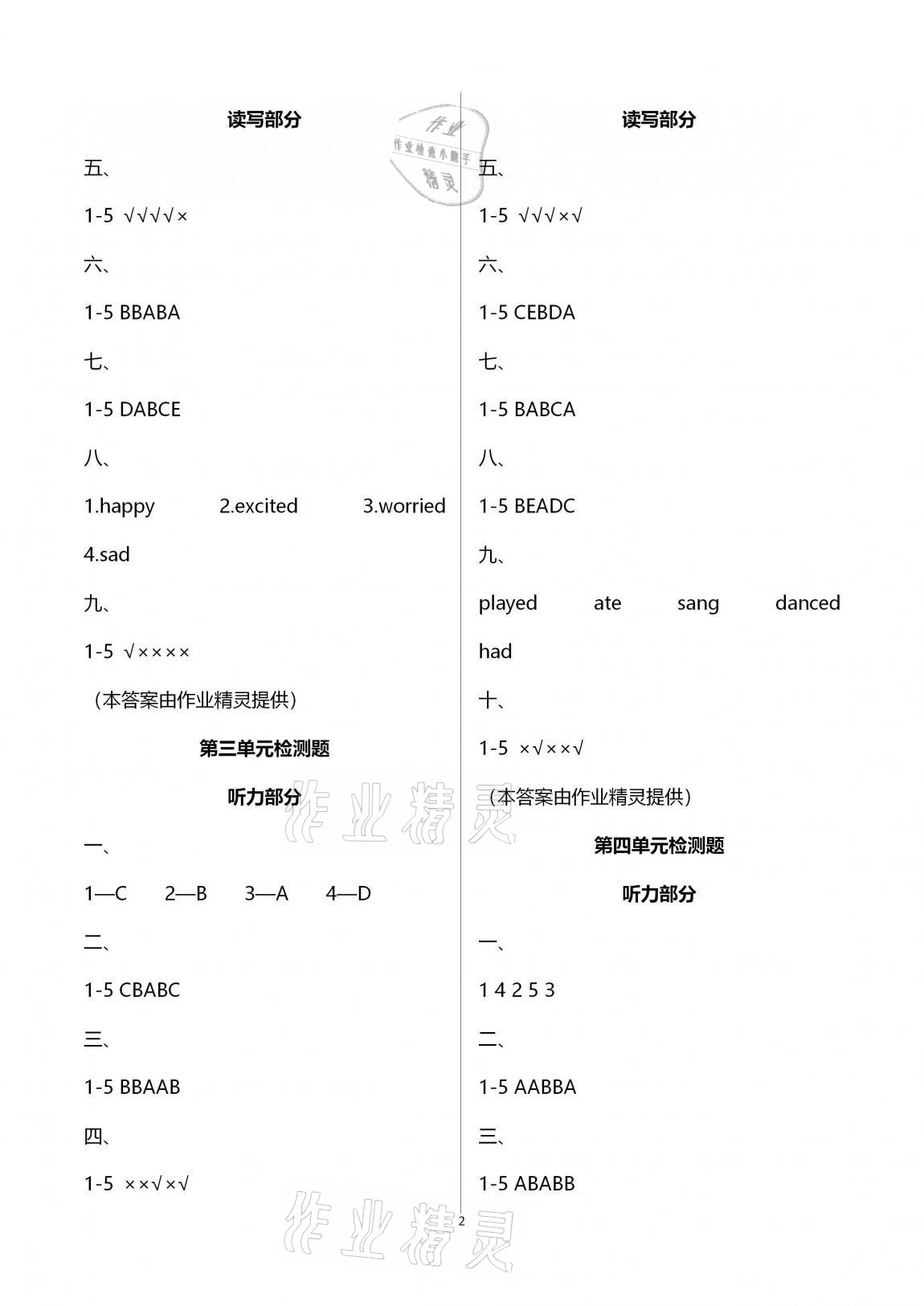 2020年伴你學(xué)習(xí)新課程單元過關(guān)練習(xí)五年級英語上冊魯教版54制 第2頁