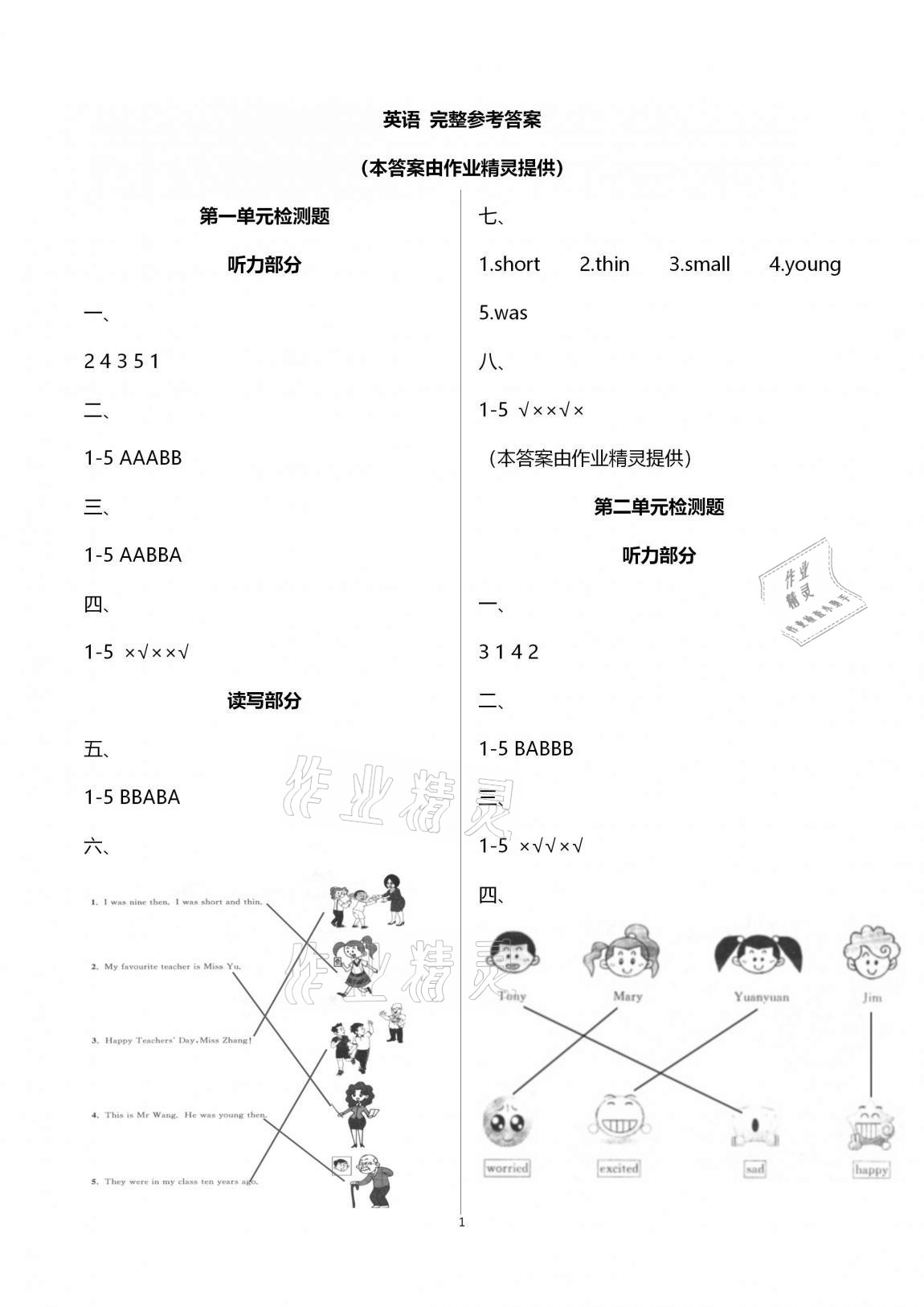 2020年伴你學(xué)習新課程單元過關(guān)練習五年級英語上冊魯教版54制 第1頁