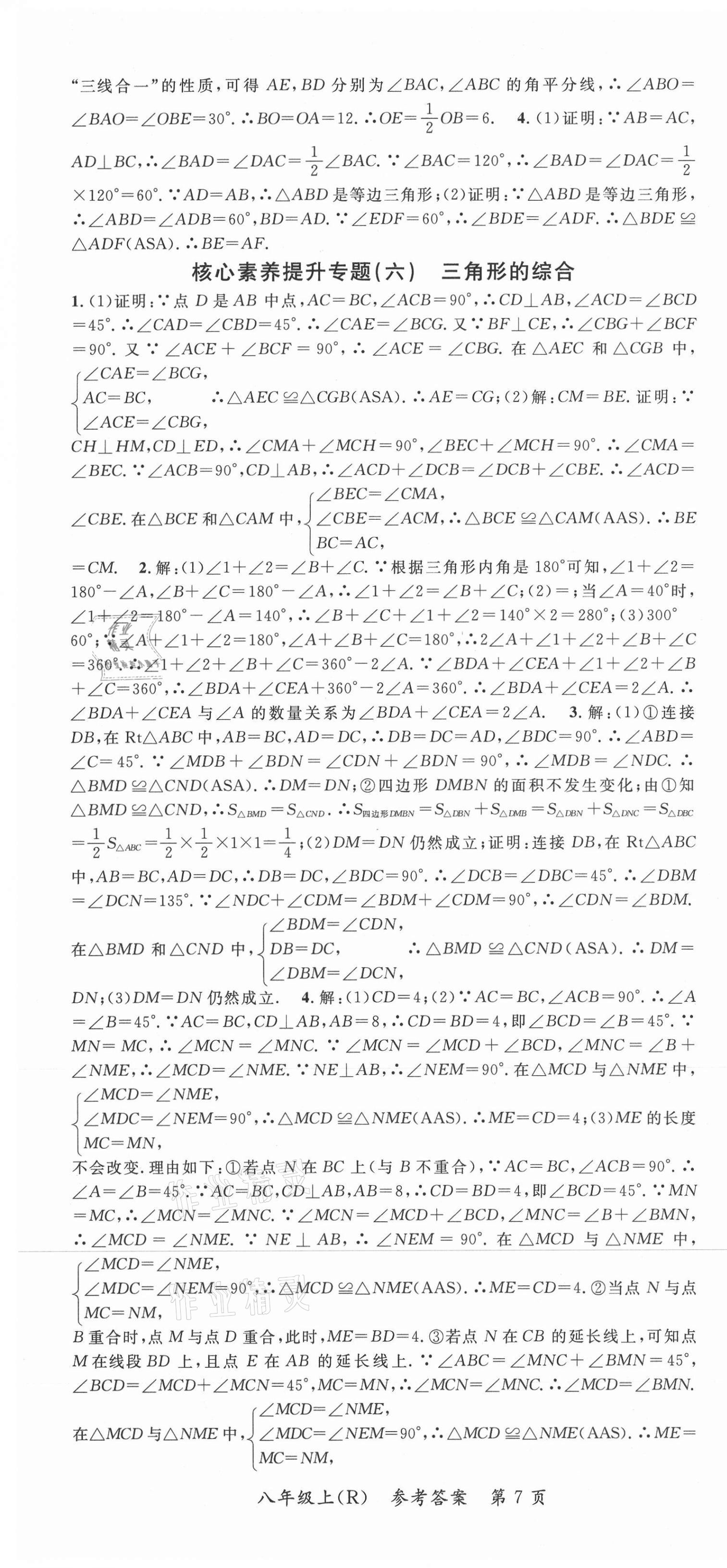 2020年名師點(diǎn)睛學(xué)練考八年級(jí)數(shù)學(xué)上冊(cè)人教版遵義專版 參考答案第7頁(yè)