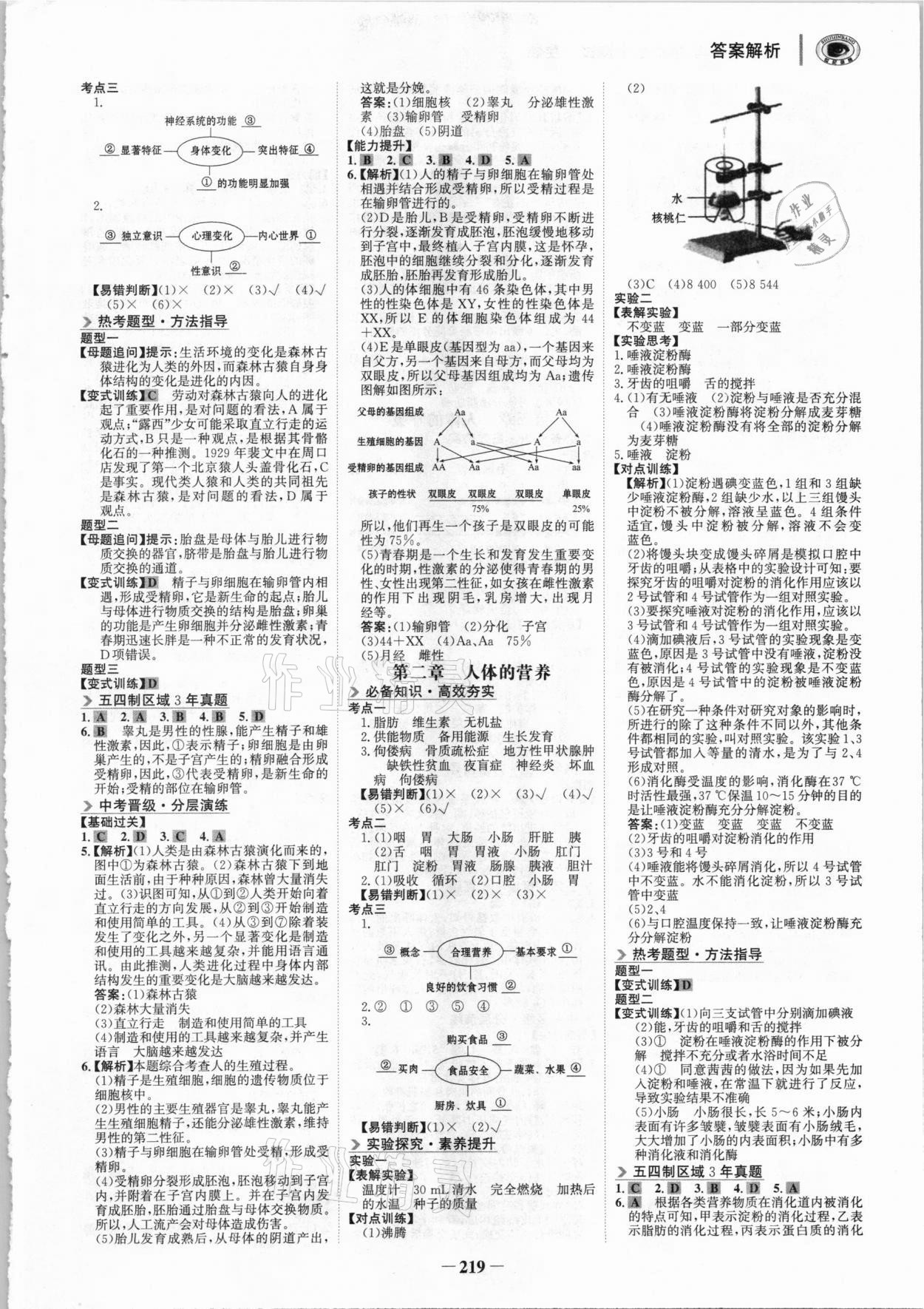 2020年金榜新中考生物魯科版五四制 參考答案第6頁(yè)