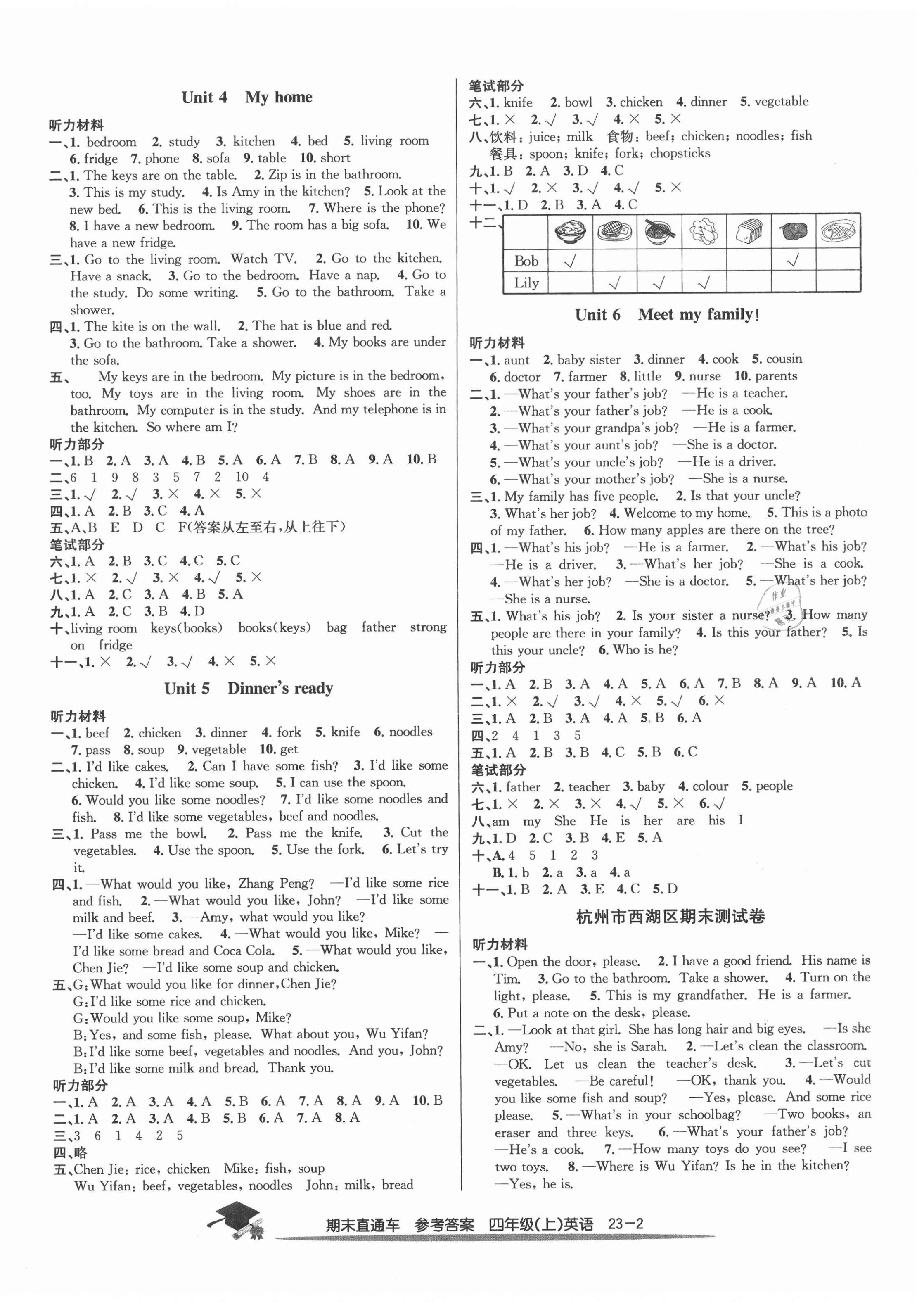 2020年期末直通车四年级英语上册人教版 第2页