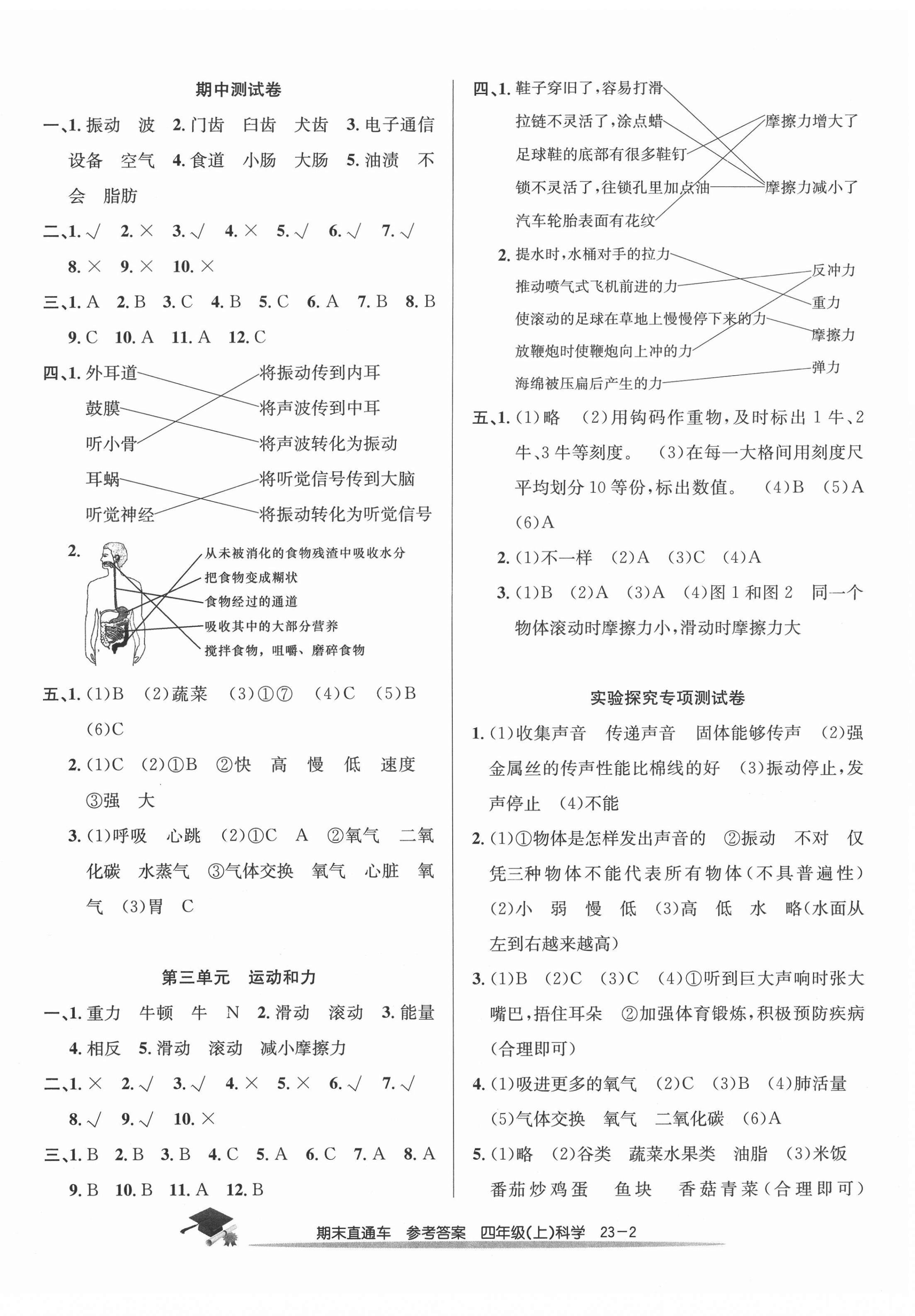 2020年期末直通车四年级科学上册教科版 参考答案第2页