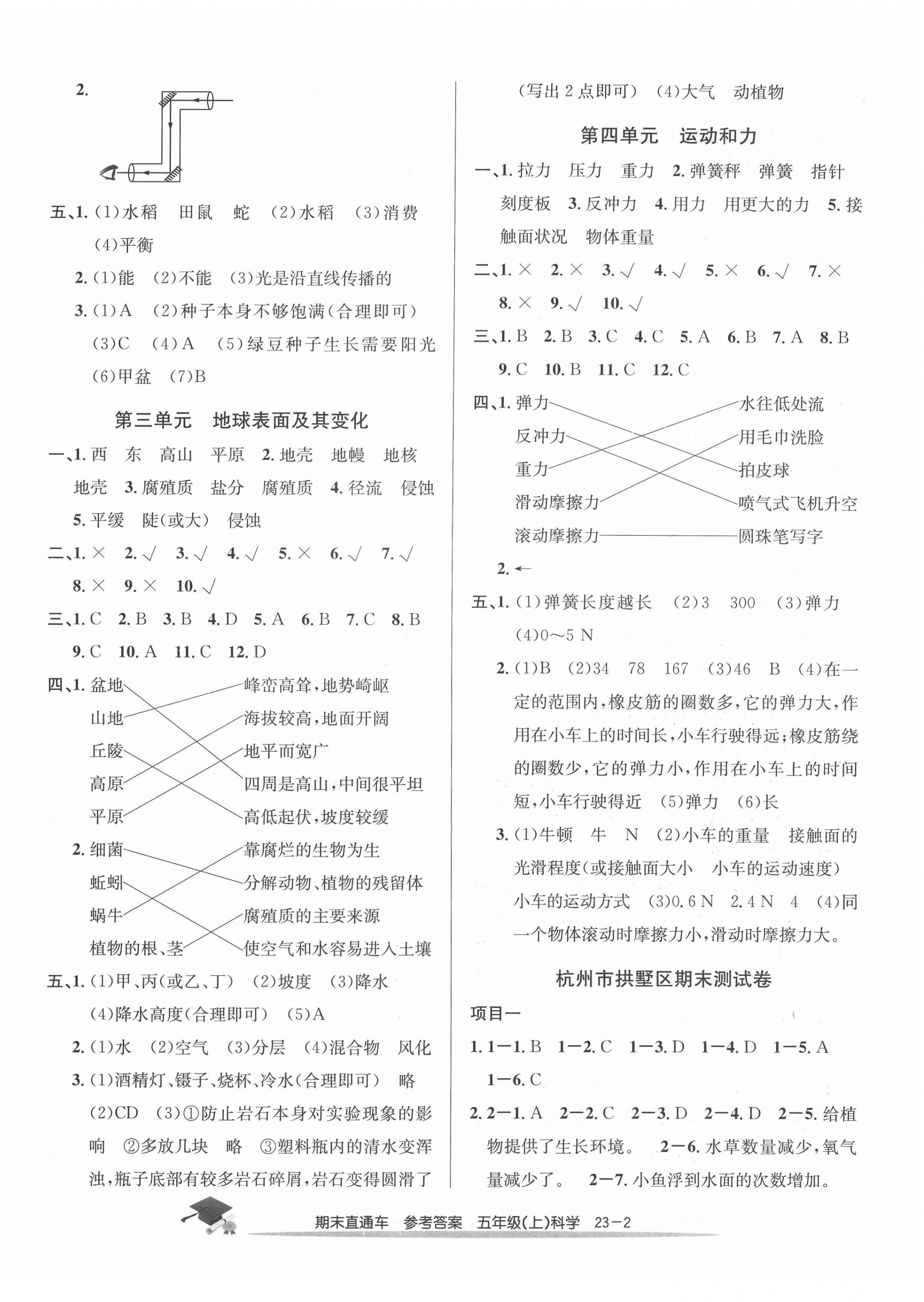 2020年期末直通车五年级科学上册教科版 第2页