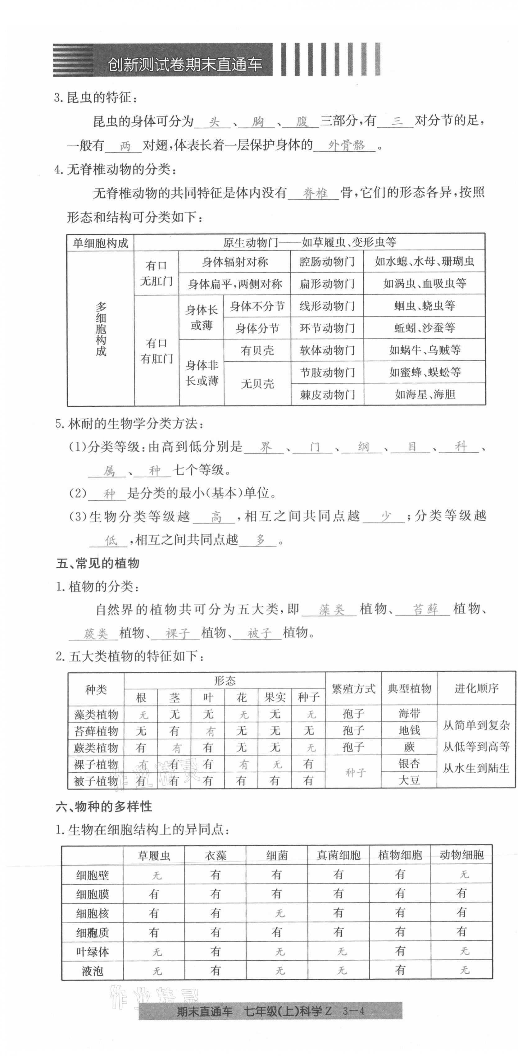 2020年创新测试卷期末直通车七年级科学上册浙教版 第16页