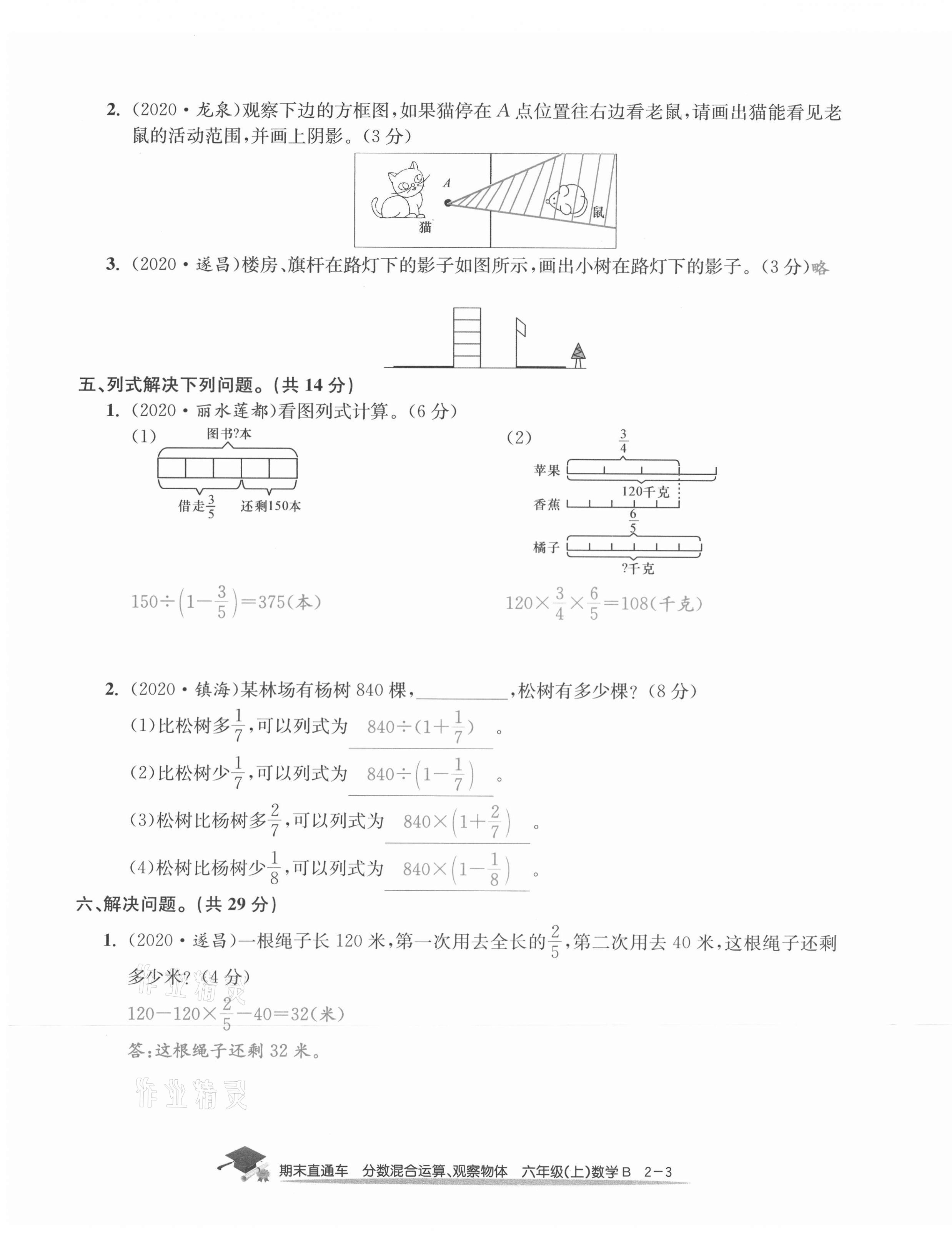 2020年期末直通车六年级数学上册北师大版 第7页