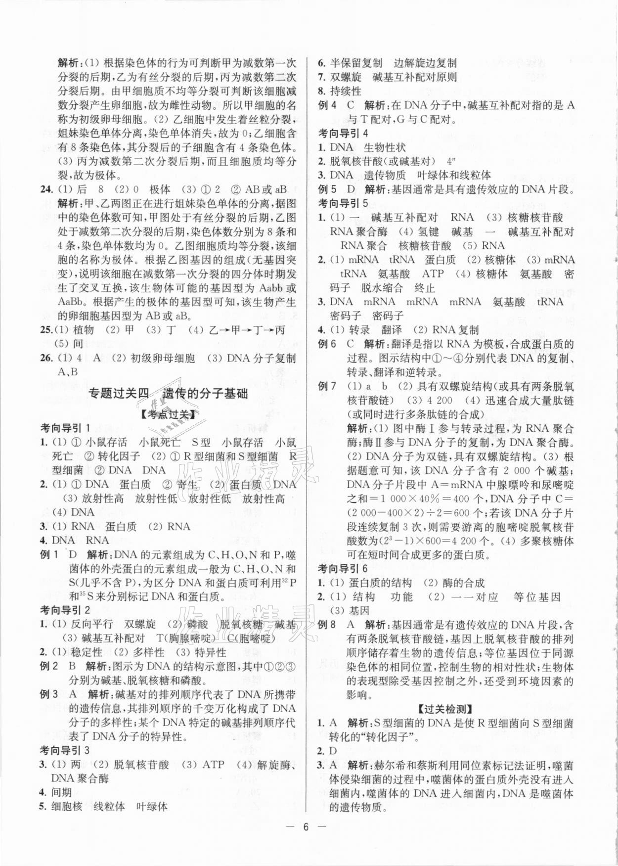 2021年學(xué)業(yè)水平總復(fù)習(xí)生物大試卷版 參考答案第6頁