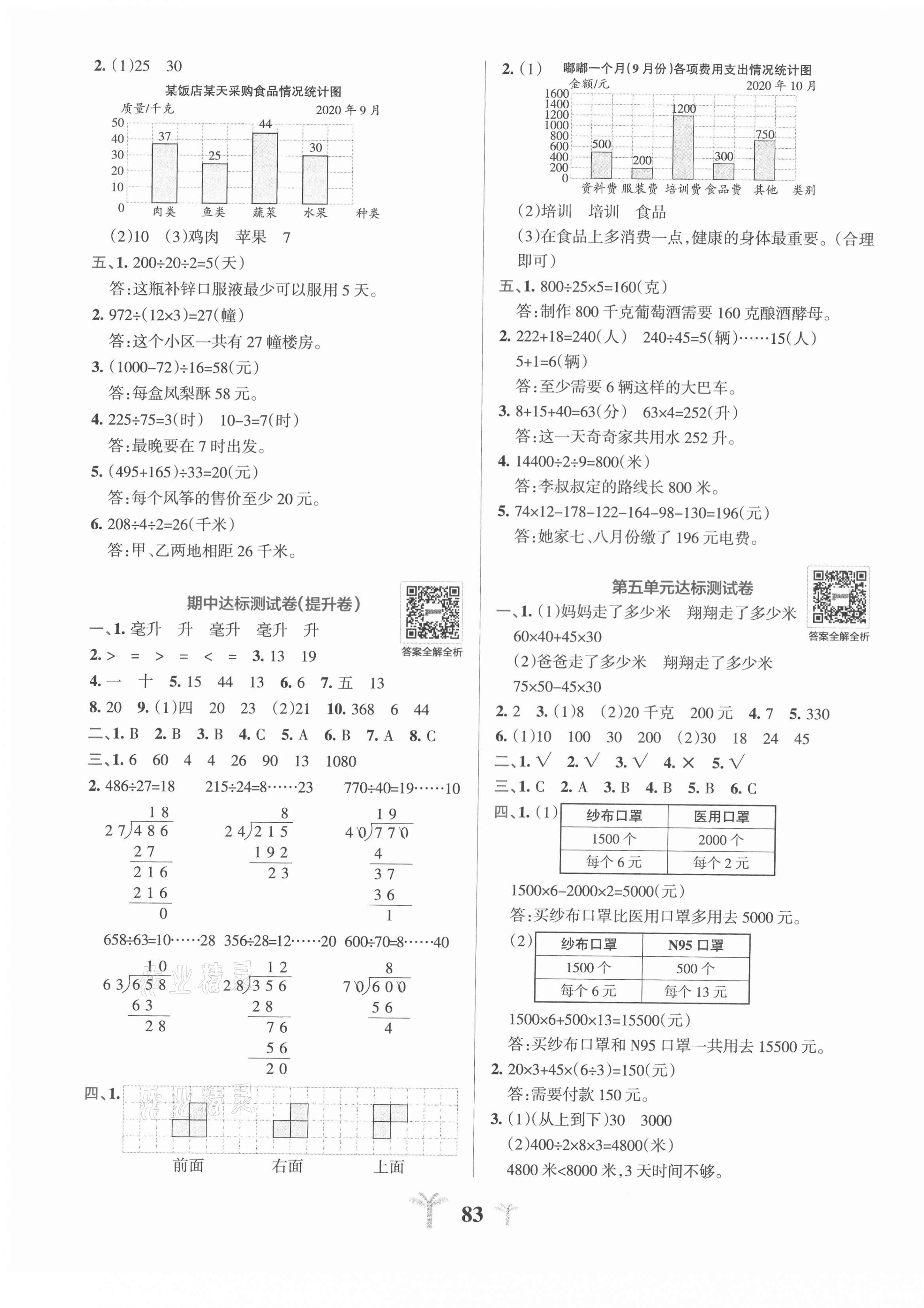 2020年小学学霸冲A卷四年级数学上册苏教版 第3页