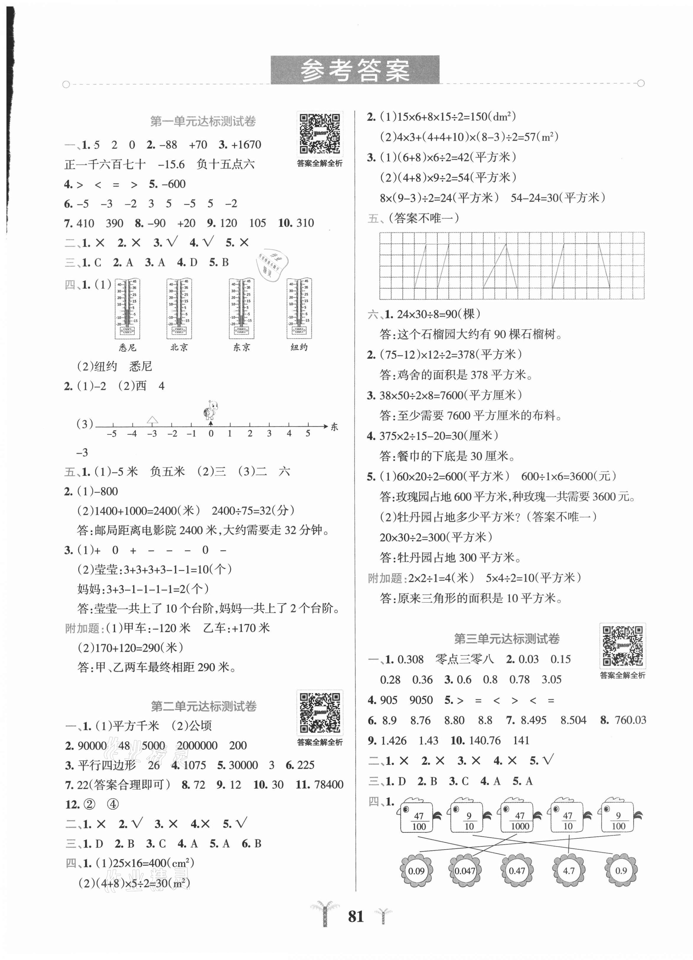 2020年小学学霸冲A卷五年级数学上册苏教版 第1页