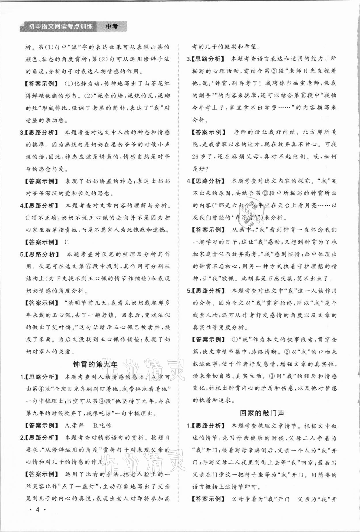 2020年初中語文閱讀考點訓練中考 第4頁