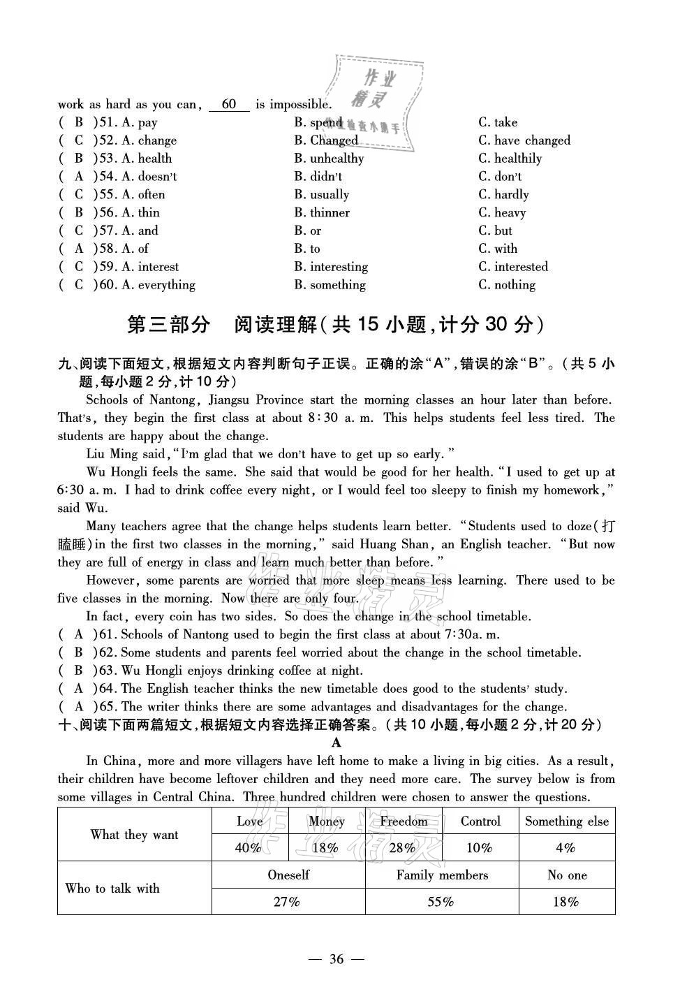 2020年初中英語(yǔ)最佳方案沖刺AB卷九年級(jí)全一冊(cè)人教版 參考答案第36頁(yè)