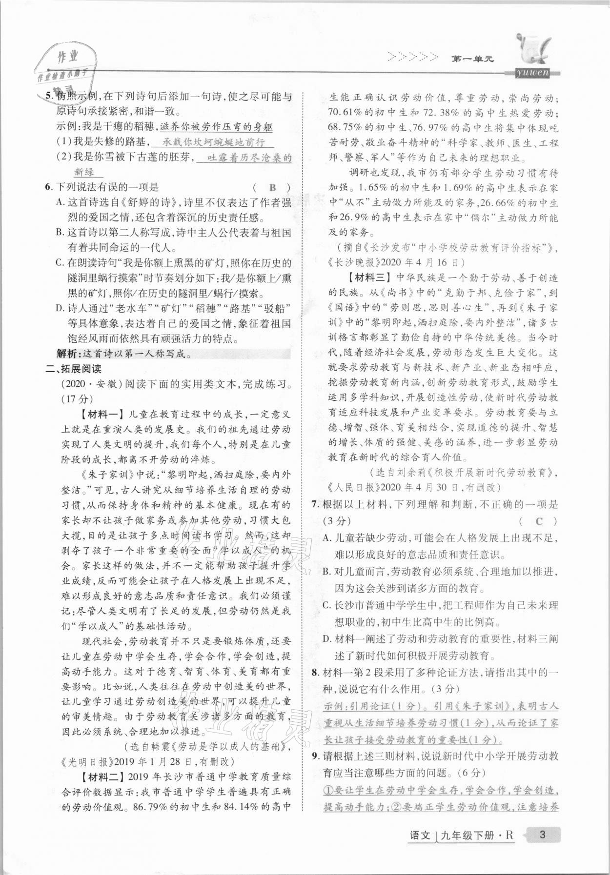 2021年高分突破課時(shí)達(dá)標(biāo)講練測(cè)九年級(jí)語(yǔ)文下冊(cè)人教版 第3頁(yè)