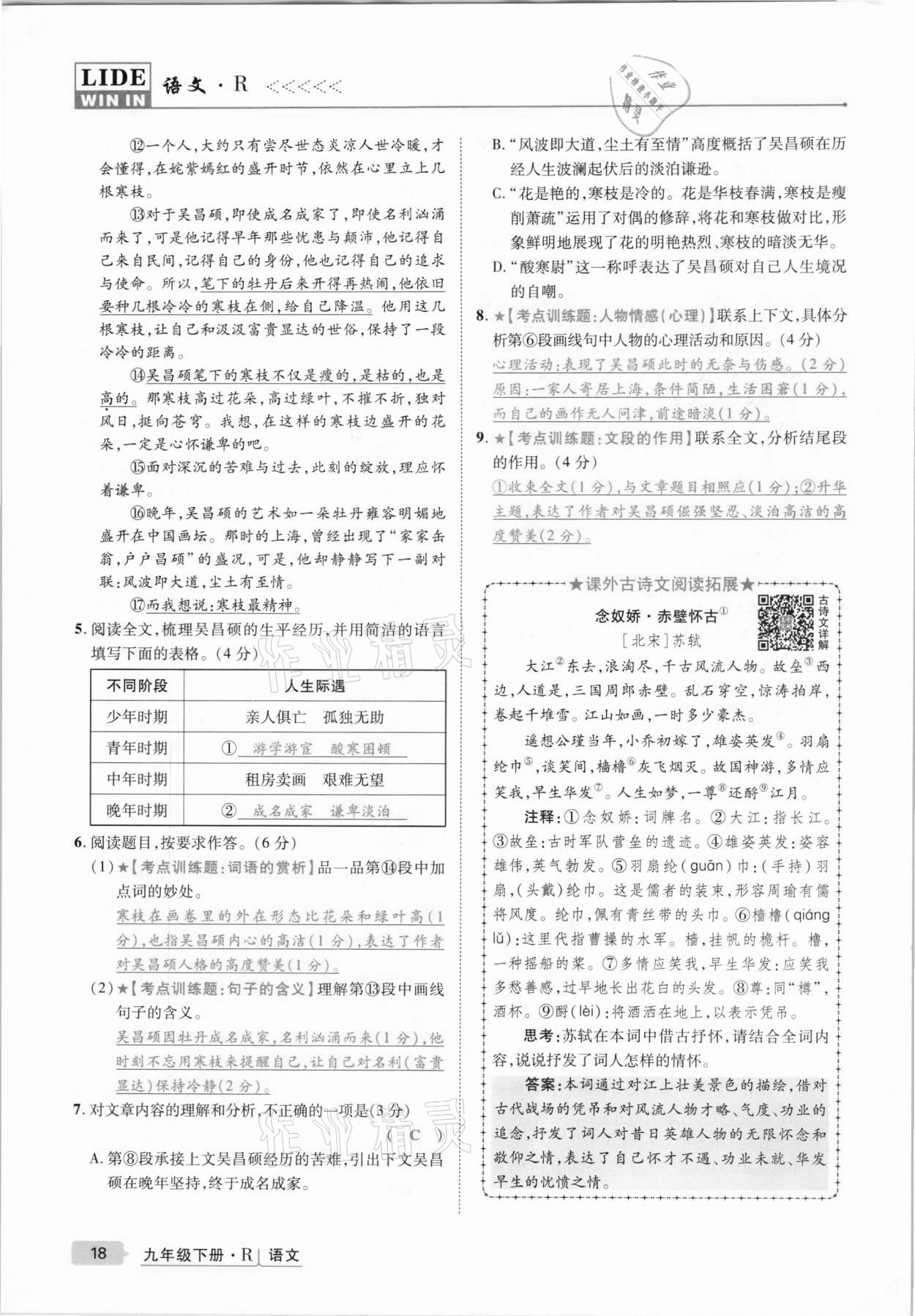 2021年高分突破課時(shí)達(dá)標(biāo)講練測九年級語文下冊人教版 第18頁