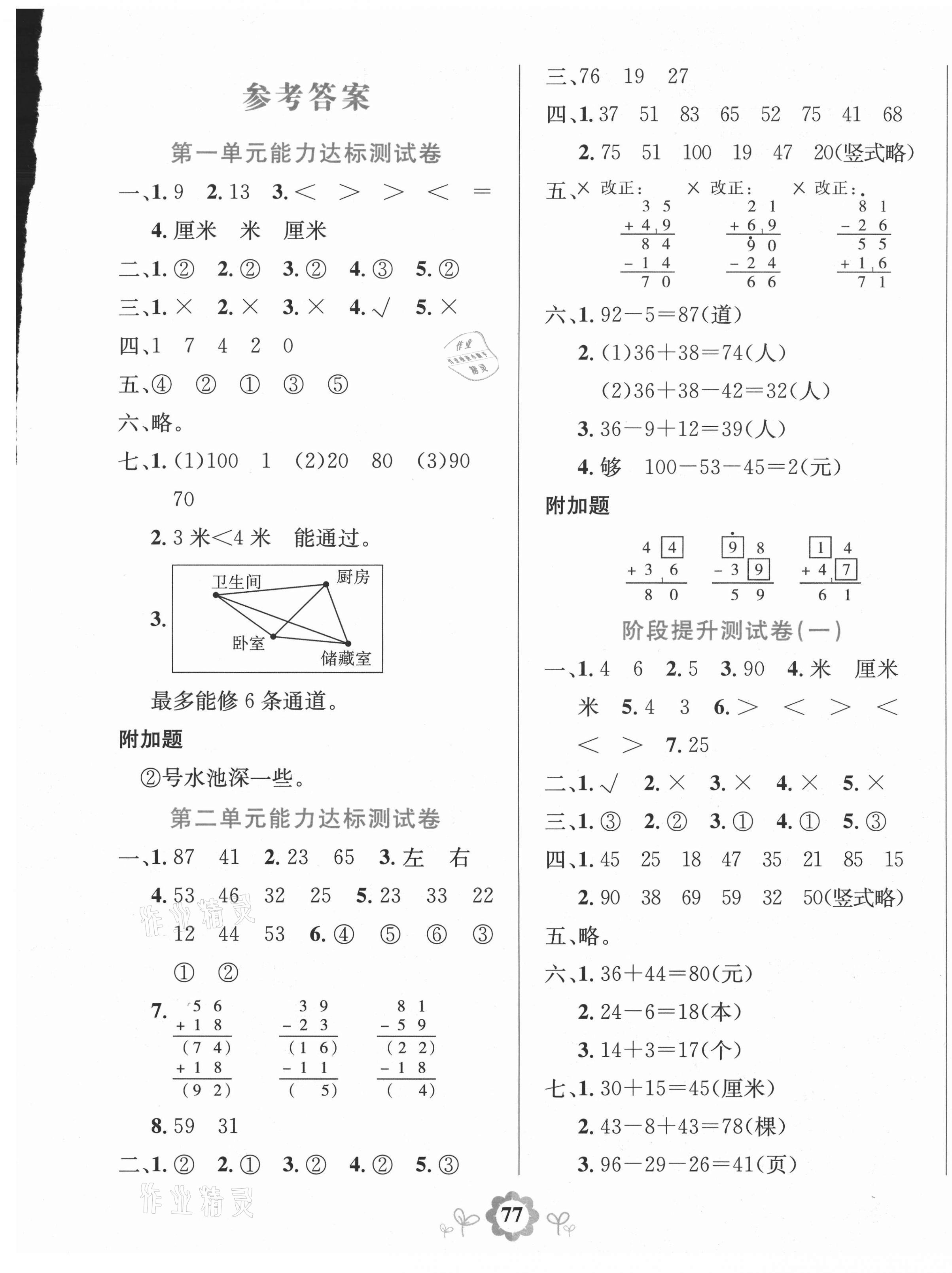 2020年8848學(xué)霸一卷通二年級數(shù)學(xué)上冊人教版 第1頁